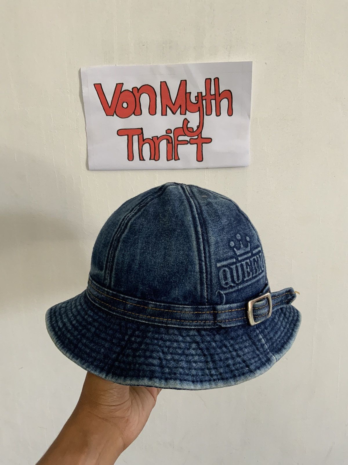 Japanese Brand Vintage Queen Light Wash Asid Denim Bucket Hat Size ONE SIZE - 2 Thumbnail