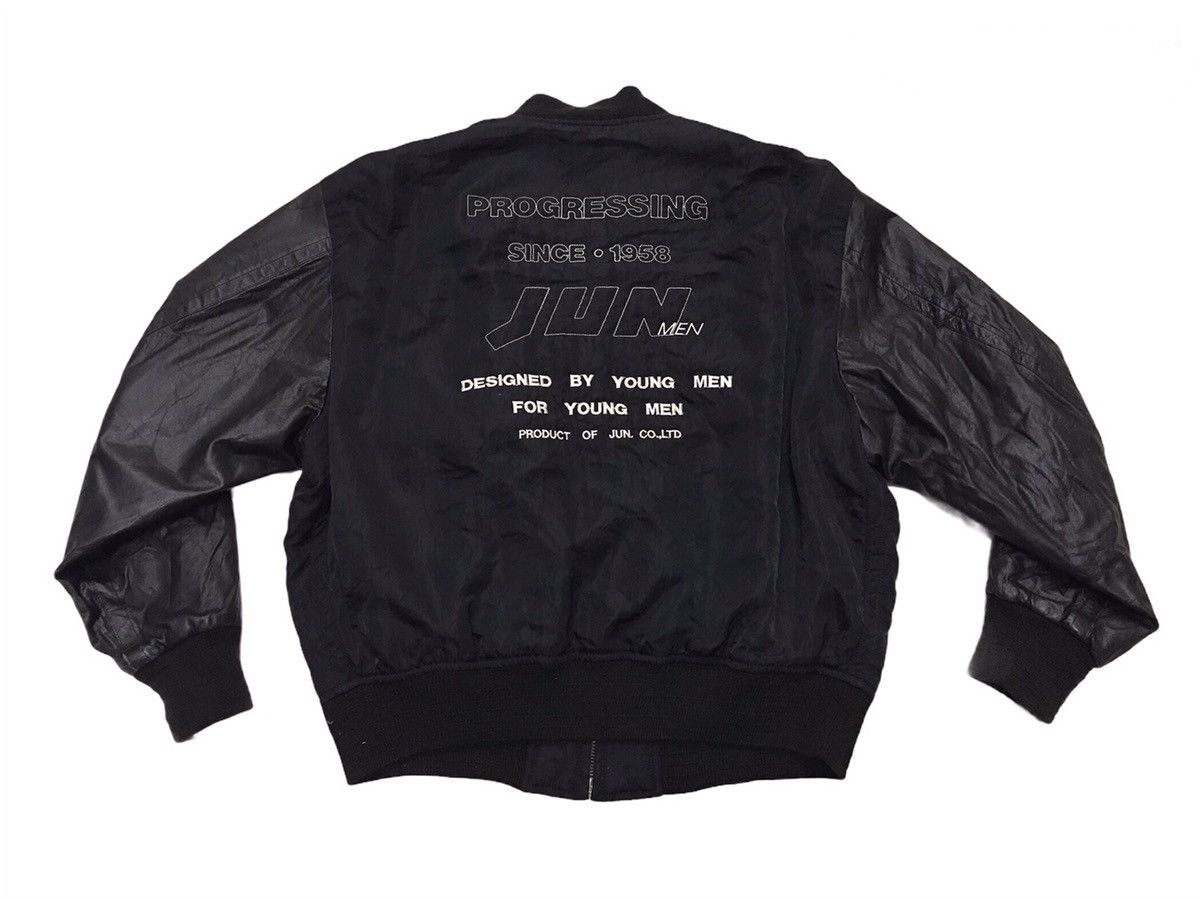 Japanese Brand × Jun Takahashi Vintage JUN Men bomber jacket leather sleeve Size US M / EU 48-50 / 2 - 8 Thumbnail
