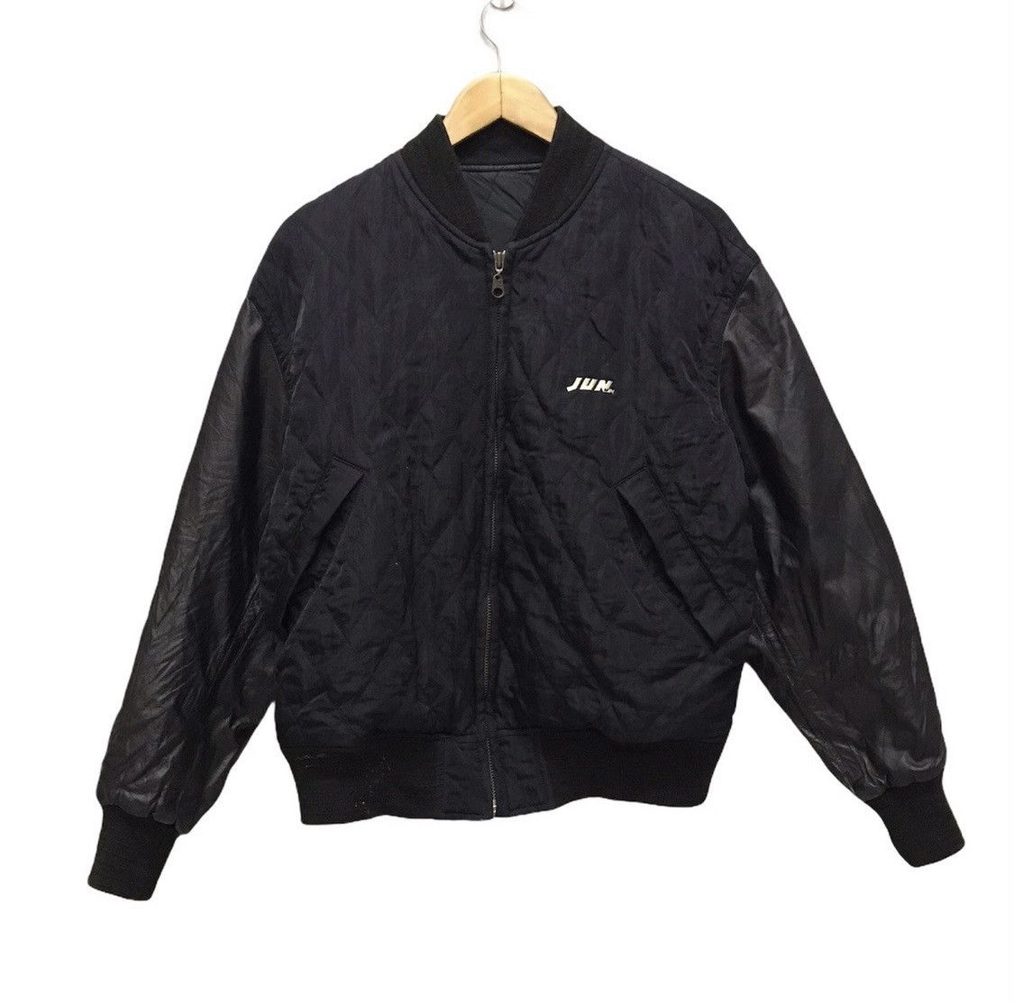 Japanese Brand × Jun Takahashi Vintage JUN Men bomber jacket leather sleeve Size US M / EU 48-50 / 2 - 2 Thumbnail
