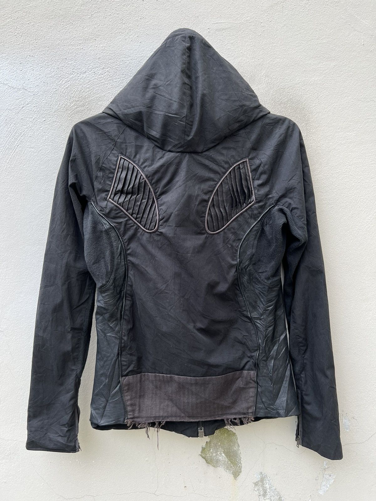 If Six Was Nine L.G.B. Distressed Hybrid Leather Hoodie Black Jacket Size US S / EU 44-46 / 1 - 12 Thumbnail