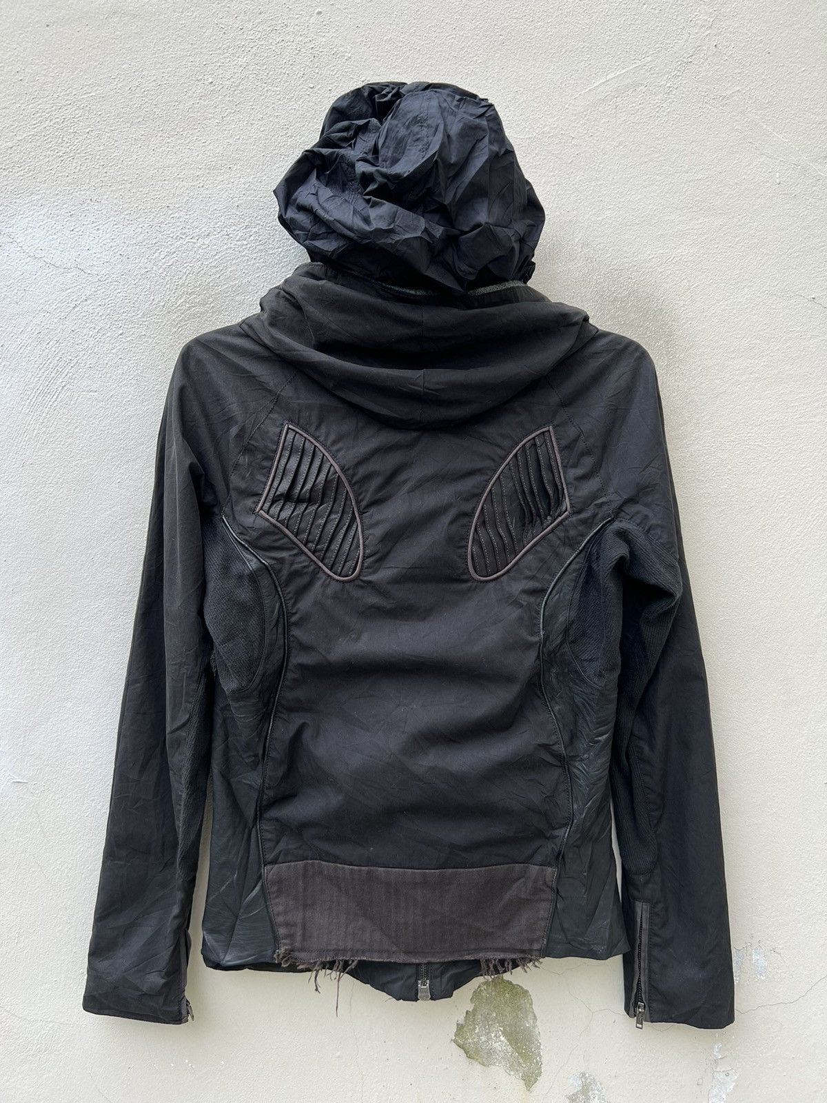If Six Was Nine L.G.B. Distressed Hybrid Leather Hoodie Black Jacket Size US S / EU 44-46 / 1 - 18 Thumbnail