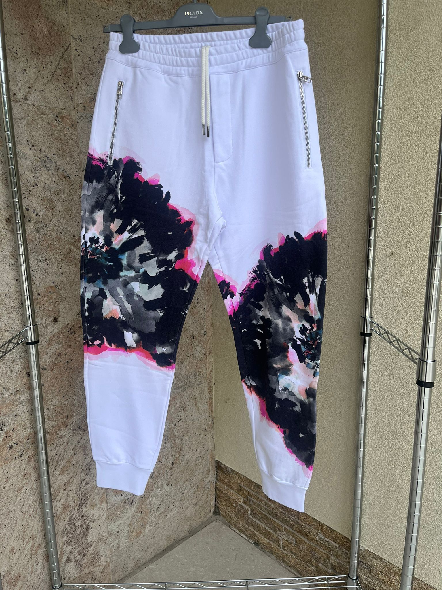 Alexander McQueen Logo Sweatpants / Joggers With Floral Detail Multicolor Size US 30 / EU 46 - 1 Thumbnail