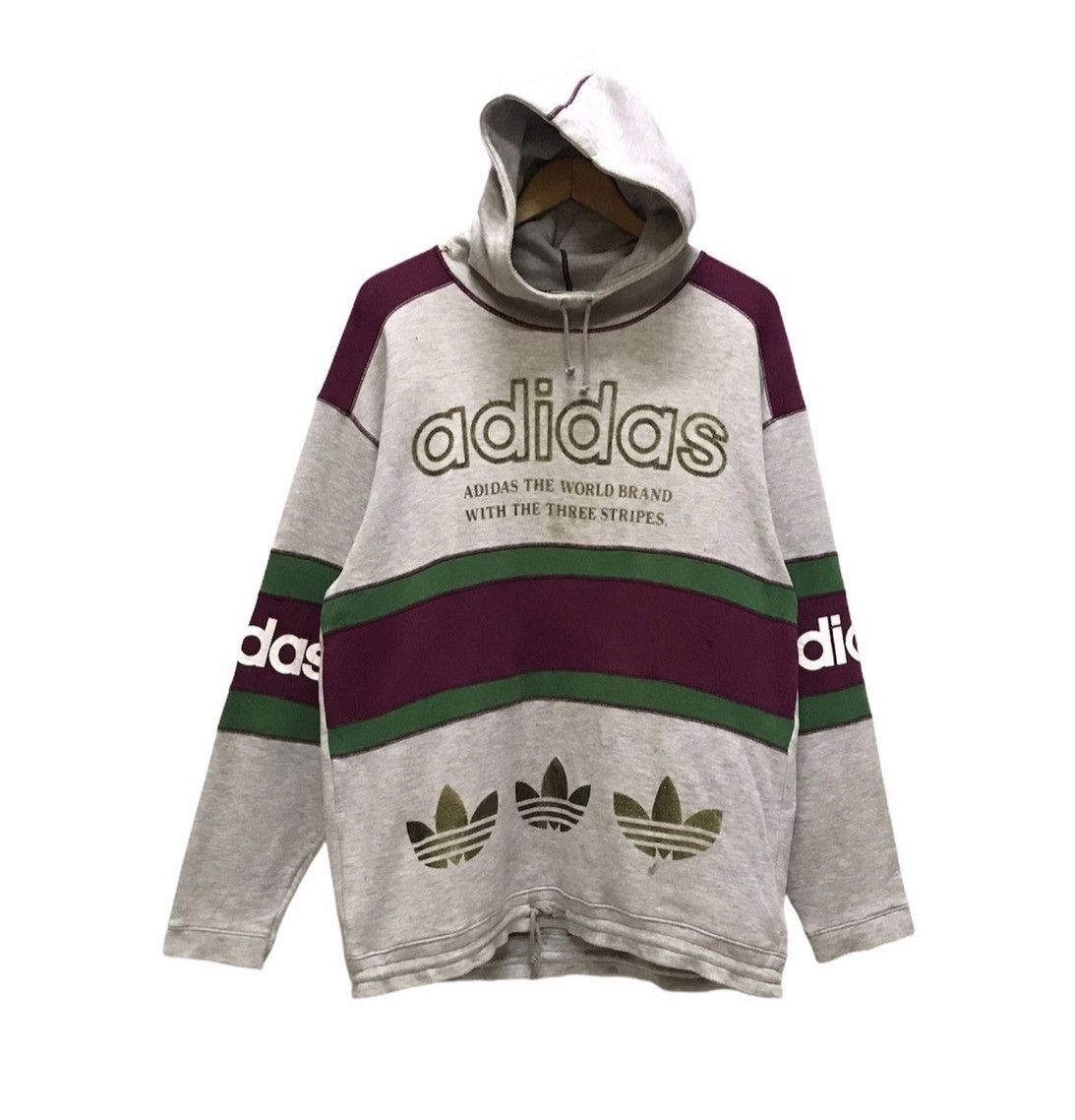 Adidas × Descente × Vintage Vintage 90s adidas sweater hoodie big logo overprint Size US L / EU 52-54 / 3 - 1 Thumbnail