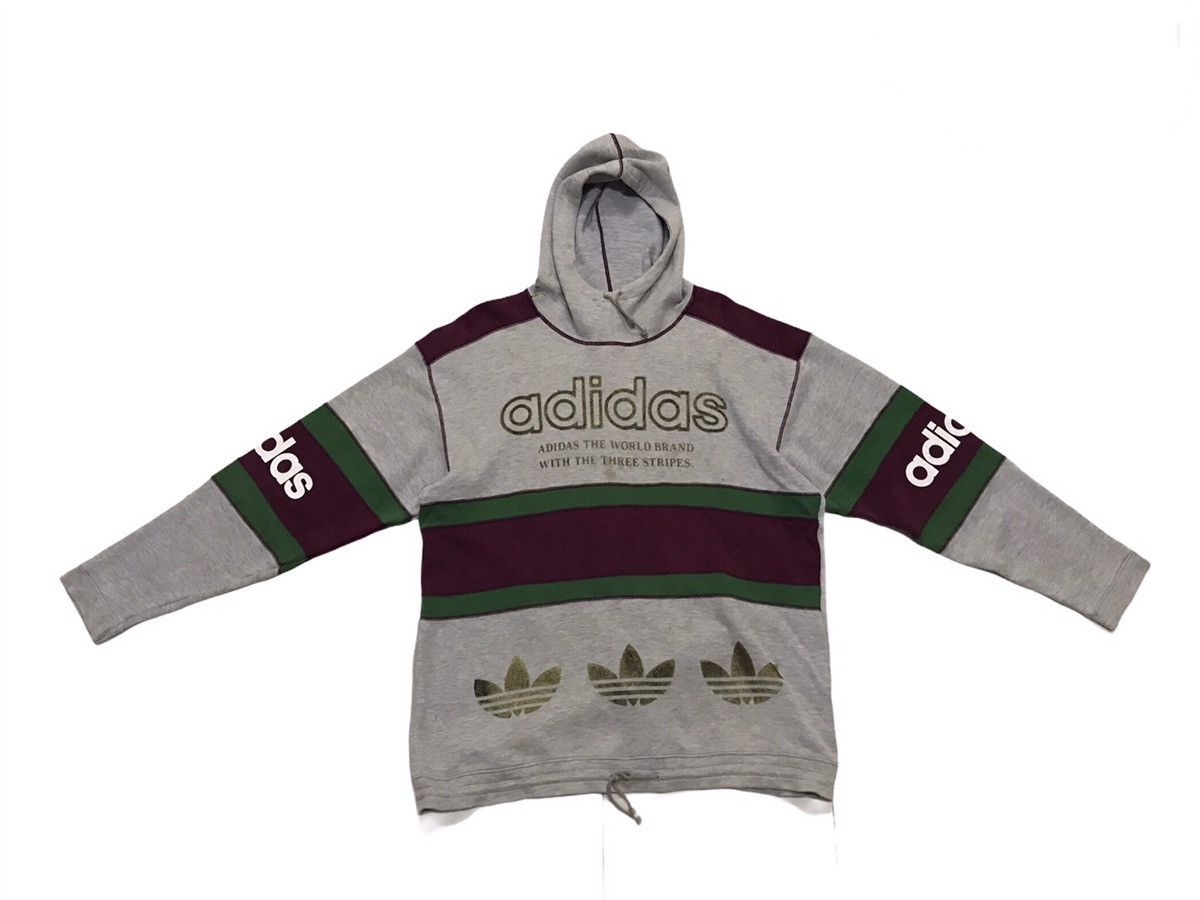 Adidas × Descente × Vintage Vintage 90s adidas sweater hoodie big logo overprint Size US L / EU 52-54 / 3 - 4 Thumbnail