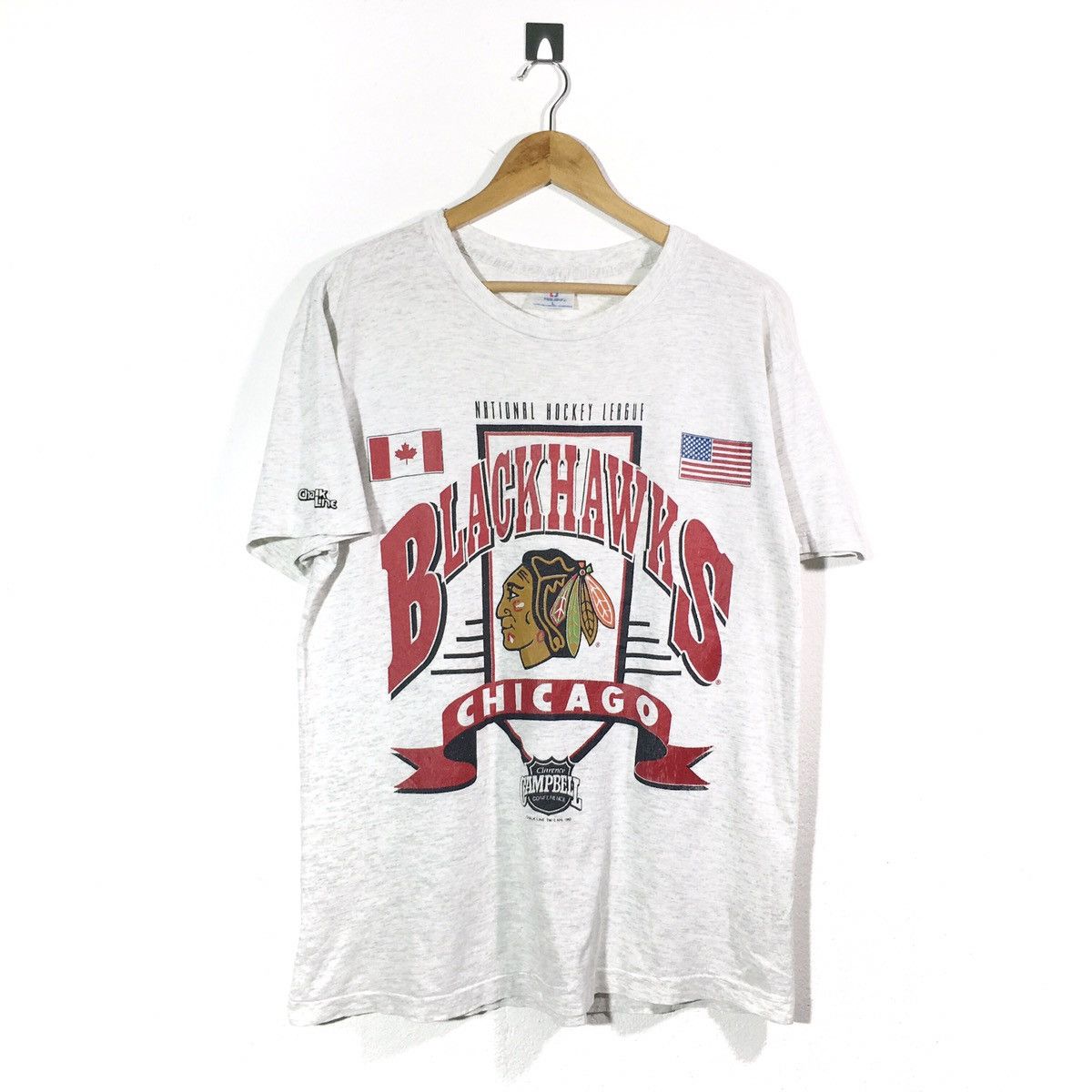 NHL × Vintage Vintage 90s Distressed Blackhawks Chicago NHL shirt L sz Size US L / EU 52-54 / 3 - 1 Thumbnail