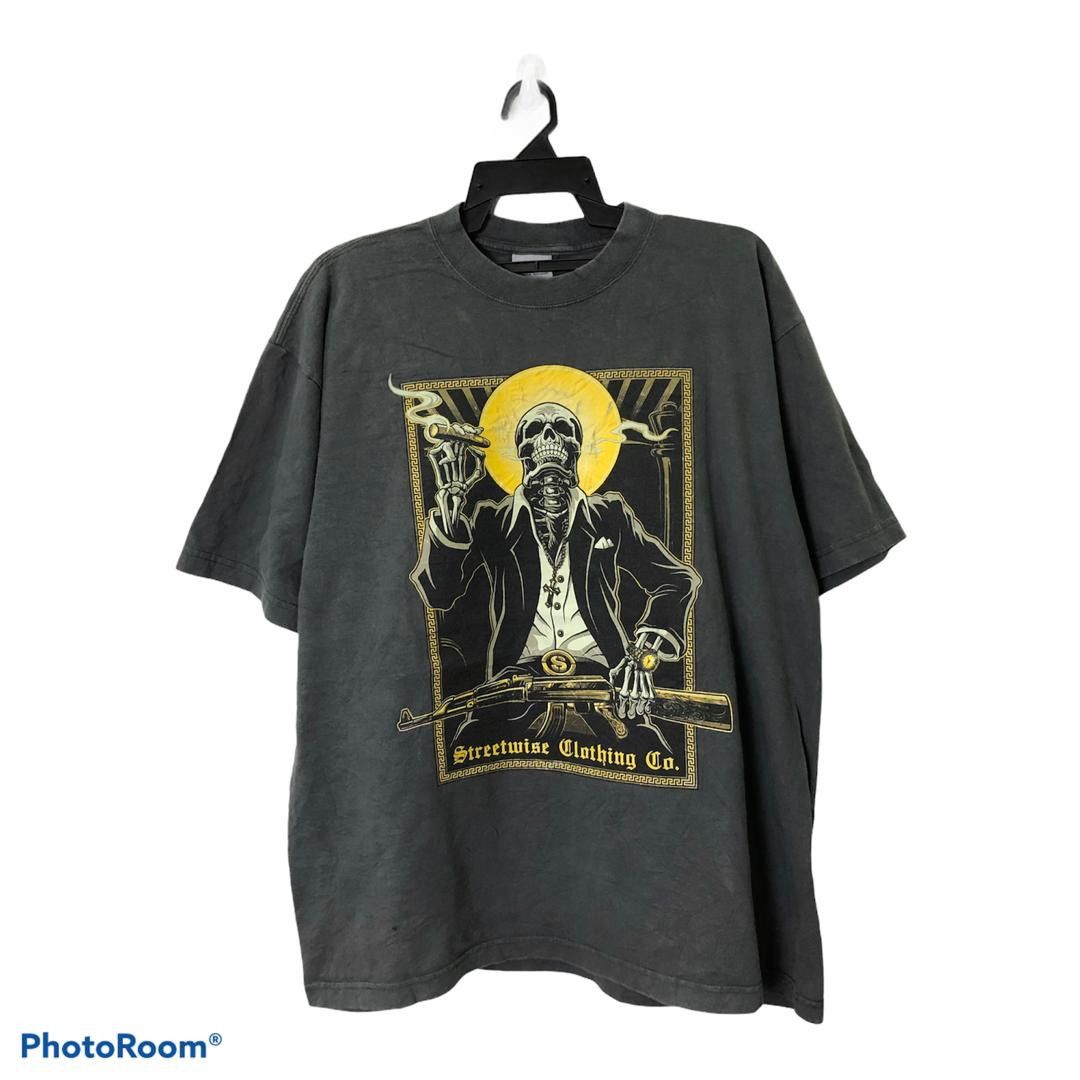 Vintage Streetwise Clothing Co. Tee Big Print Skulls/Gangster Size US XL / EU 56 / 4 - 1 Thumbnail