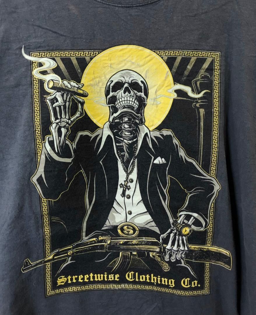 Vintage Streetwise Clothing Co. Tee Big Print Skulls/Gangster Size US XL / EU 56 / 4 - 3 Thumbnail
