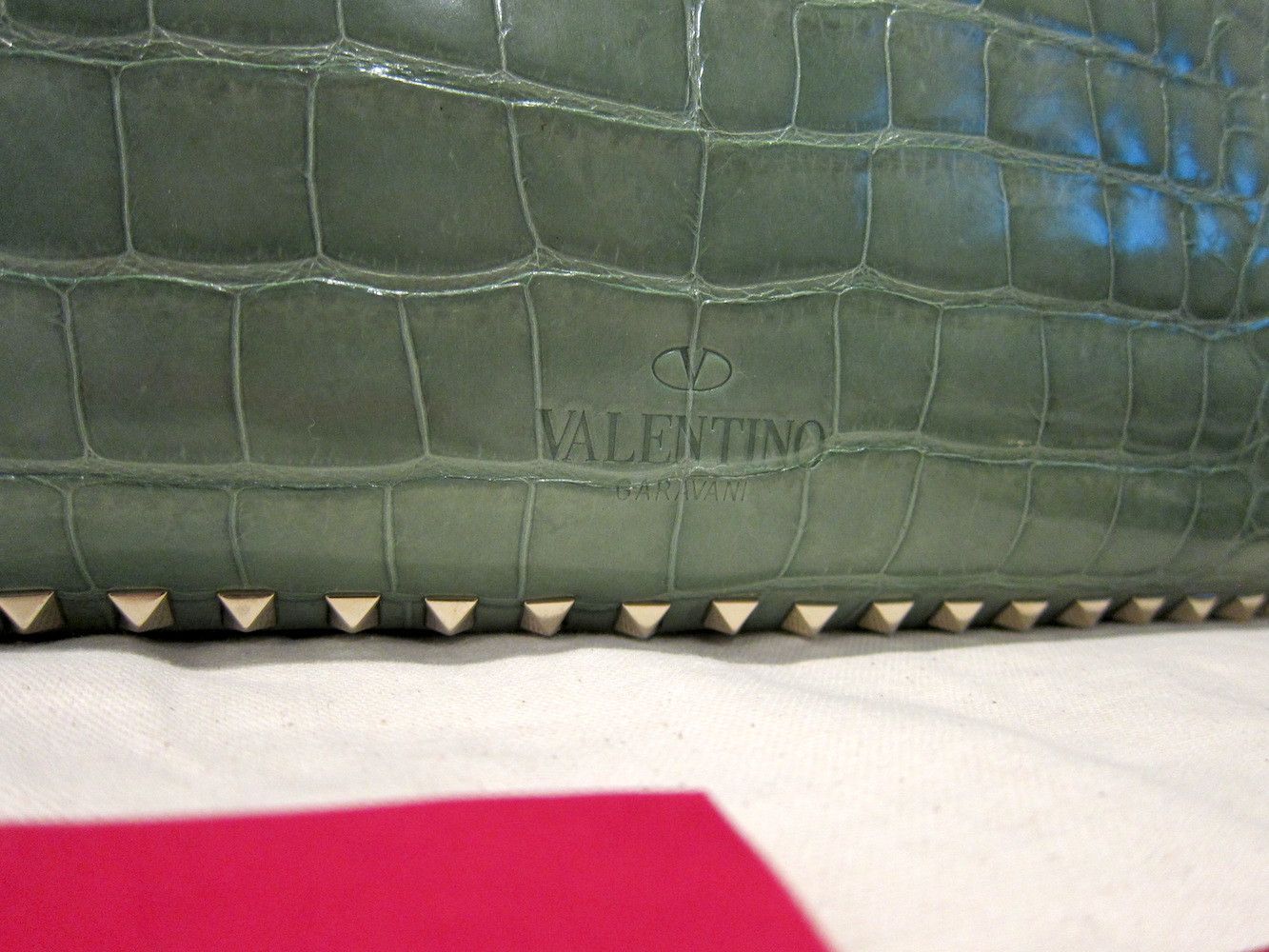Valentino $16K MINT CROCODILE ROCKSTUD TOTE Size ONE SIZE - 8 Thumbnail