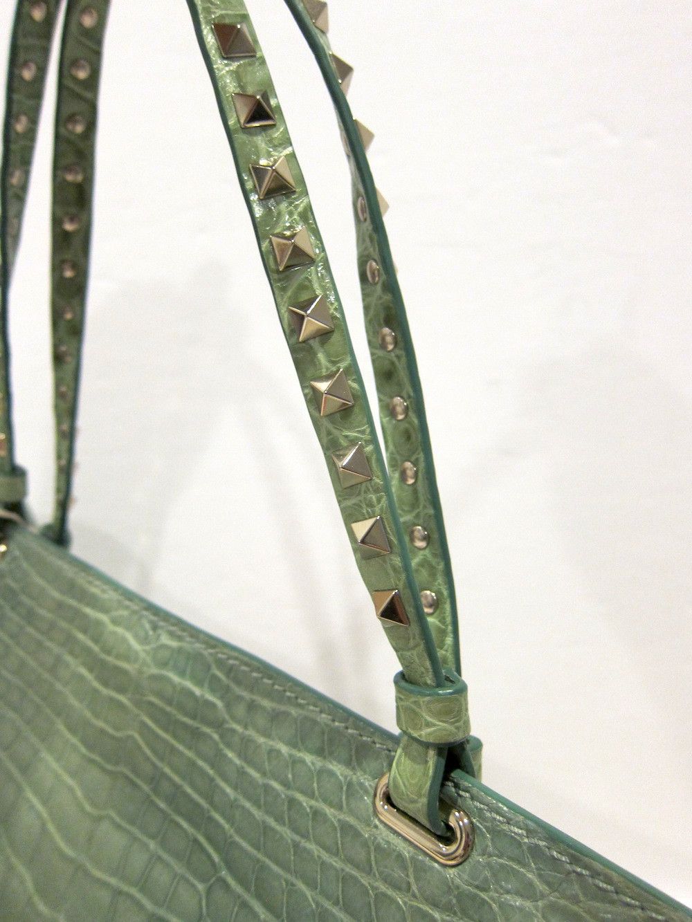Valentino $16K MINT CROCODILE ROCKSTUD TOTE Size ONE SIZE - 9 Thumbnail