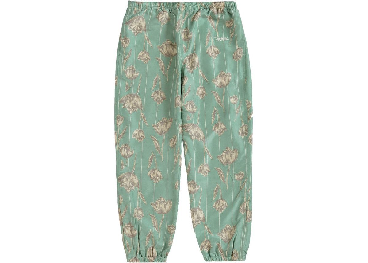 image of Supreme Floral Silk Track Pant - L in Mint, Men's (Size 33)