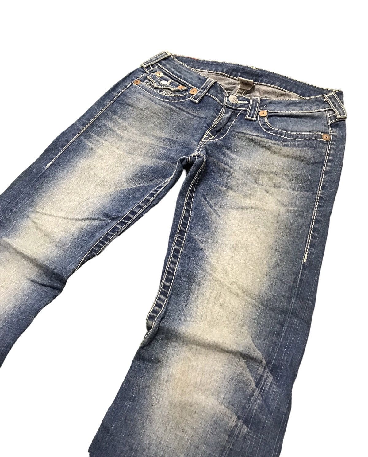 True Religion × Vintage True Religion Disco Joey Big T Flared Denim Jeans Size US 31 - 3 Thumbnail
