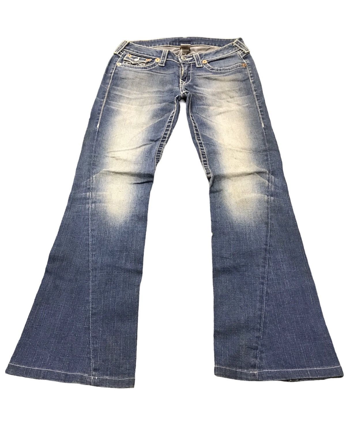 image of True Religion Disco Joey Big T Flared Denim Jeans in Blue, Men's (Size 31)