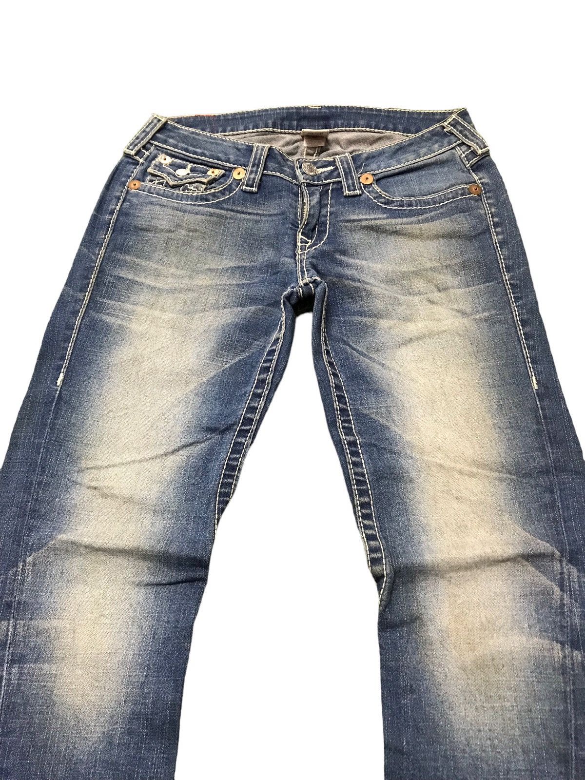 True Religion × Vintage True Religion Disco Joey Big T Flared Denim Jeans Size US 31 - 2 Thumbnail