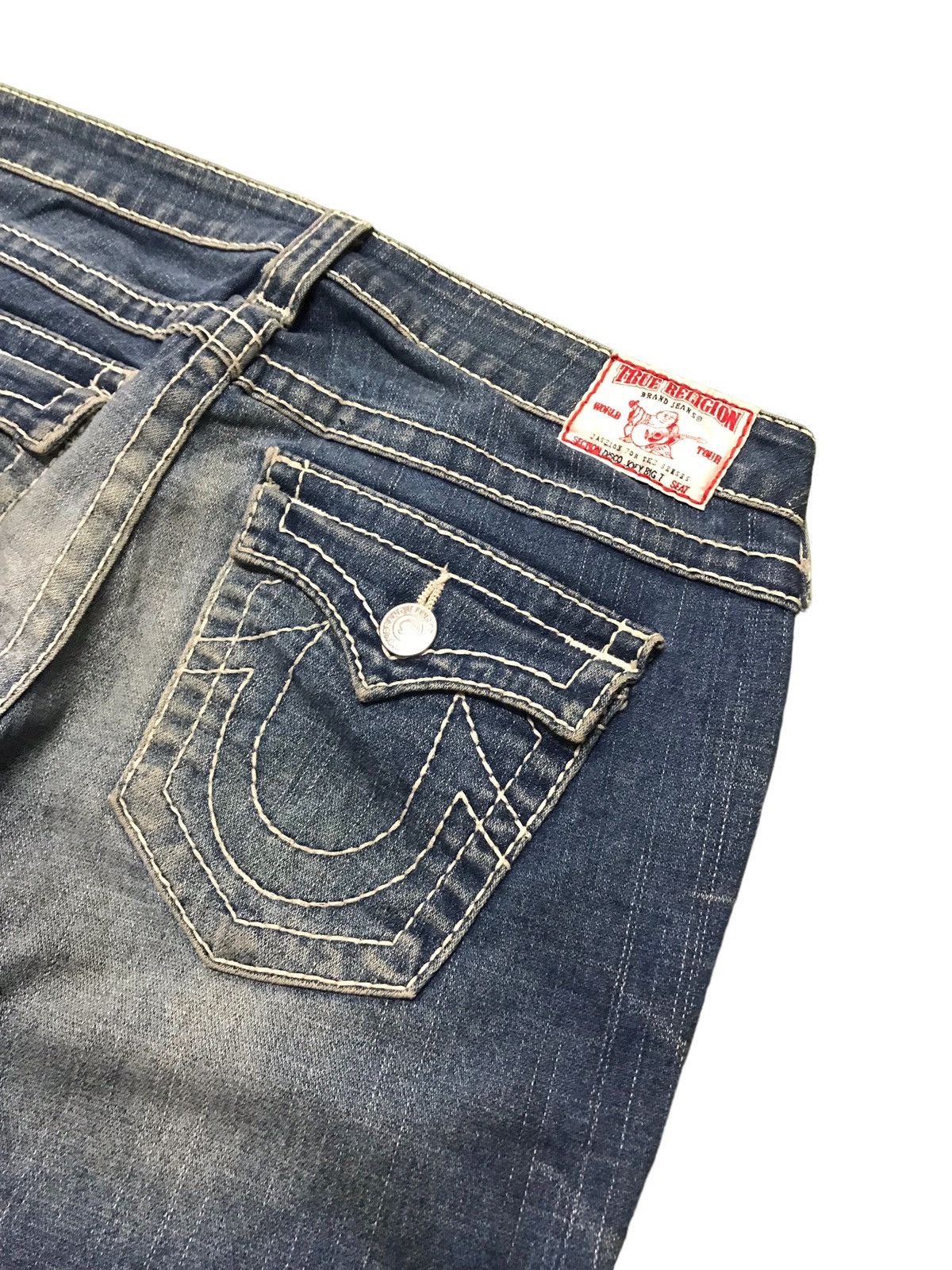 True Religion × Vintage True Religion Disco Joey Big T Flared Denim Jeans Size US 31 - 11 Thumbnail