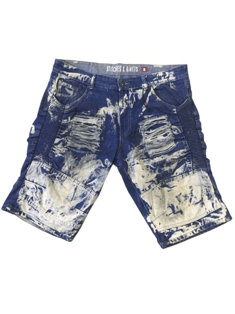 Japanese Brand × Stitch's Jeans Stitches & Rivets Destroyed Denim Jean Shorts Size US 38 / EU 54 - 1 Thumbnail