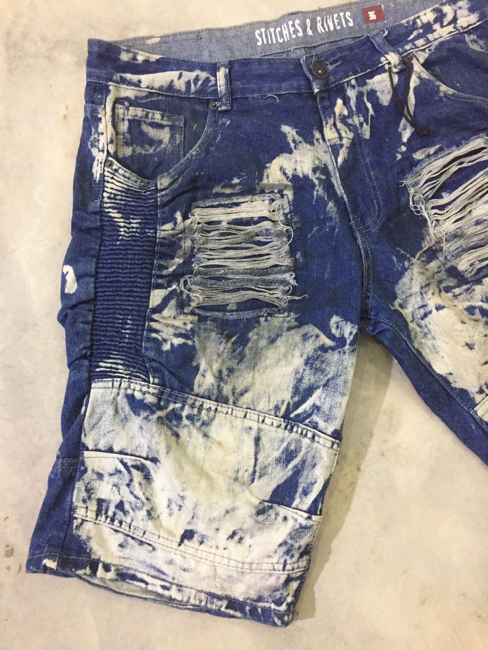 Japanese Brand × Stitch's Jeans Stitches & Rivets Destroyed Denim Jean Shorts Size US 38 / EU 54 - 4 Thumbnail