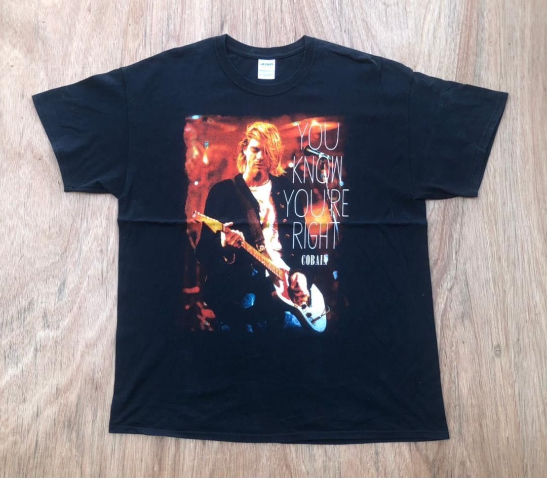 image of Vintage Tee C1 Nirvana Kurt Cobain Bootleg Tee in Black, Men's (Size XL)