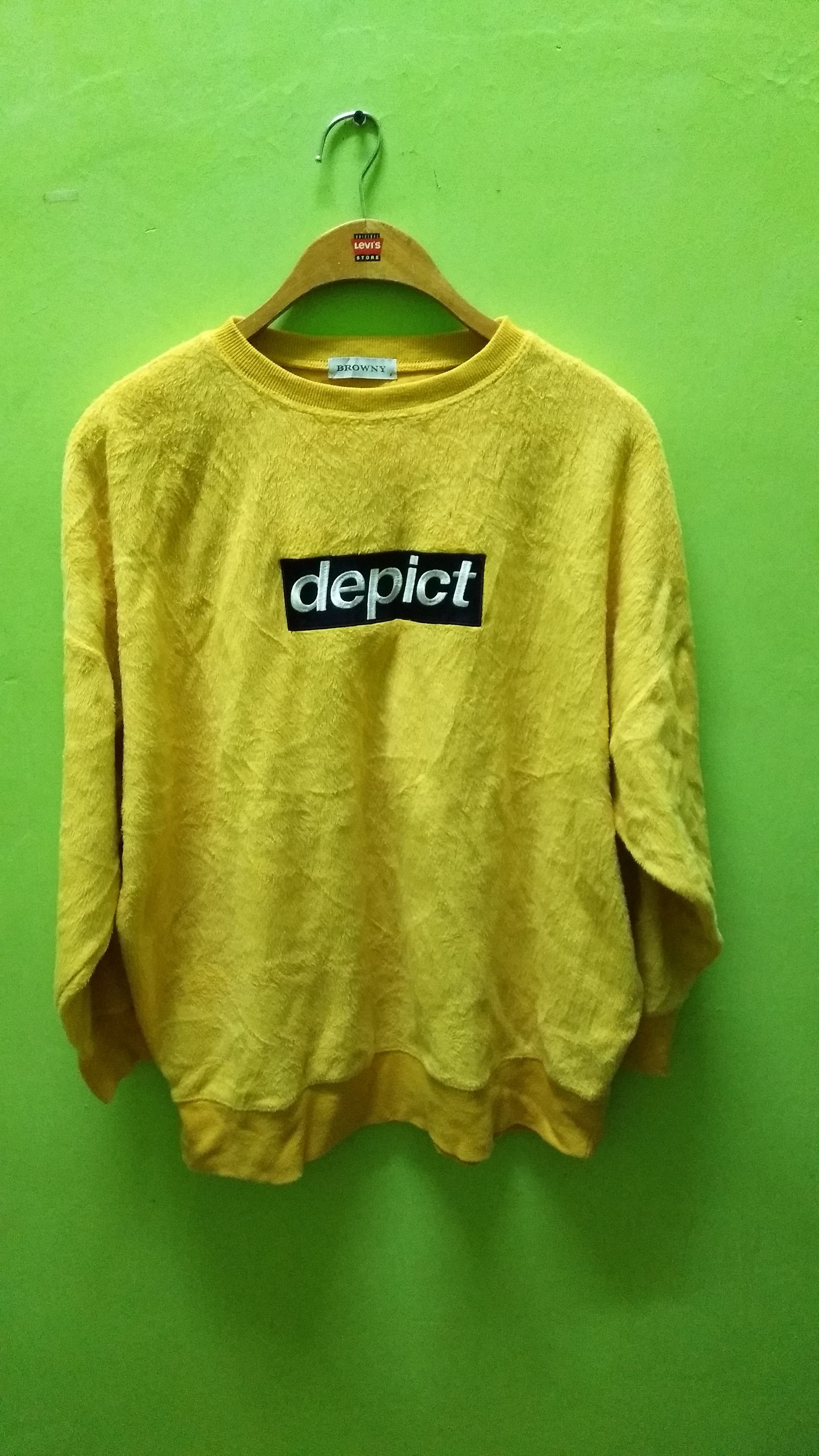 Designer Browny Sweatshirt DEPICT spell out Size US L / EU 52-54 / 3 - 2 Thumbnail