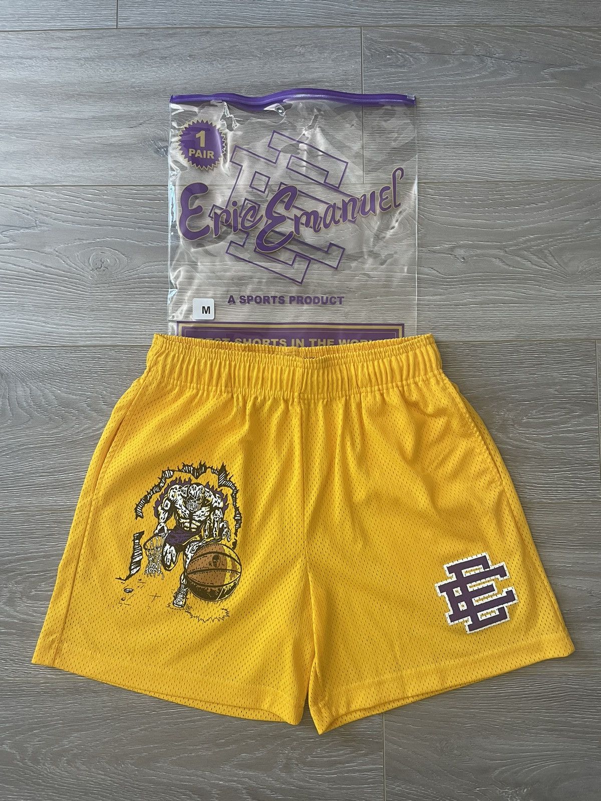 image of Eric Emanuel x Warren Lotas Yellow Shorts, Men's (Size 32)
