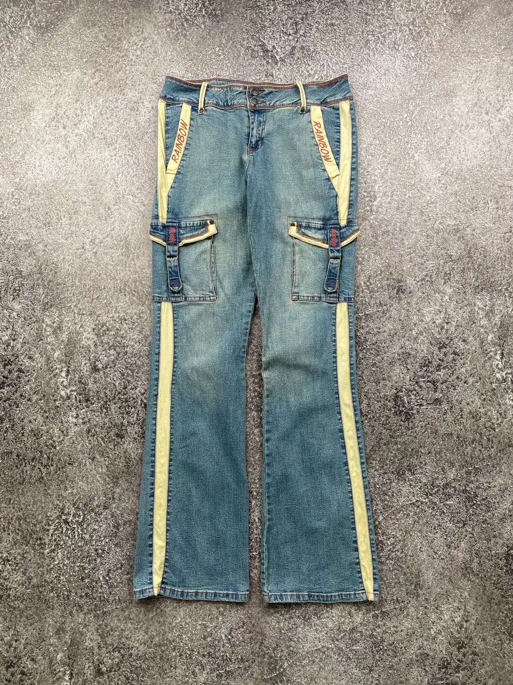 image of Archival Clothing x Vintage Cargo Y2K Flare Jeans in Blue, Women's (Size 34)