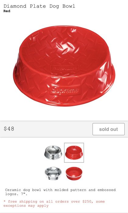Supreme Supreme Diamond Plate Dog Bowl Red | Grailed