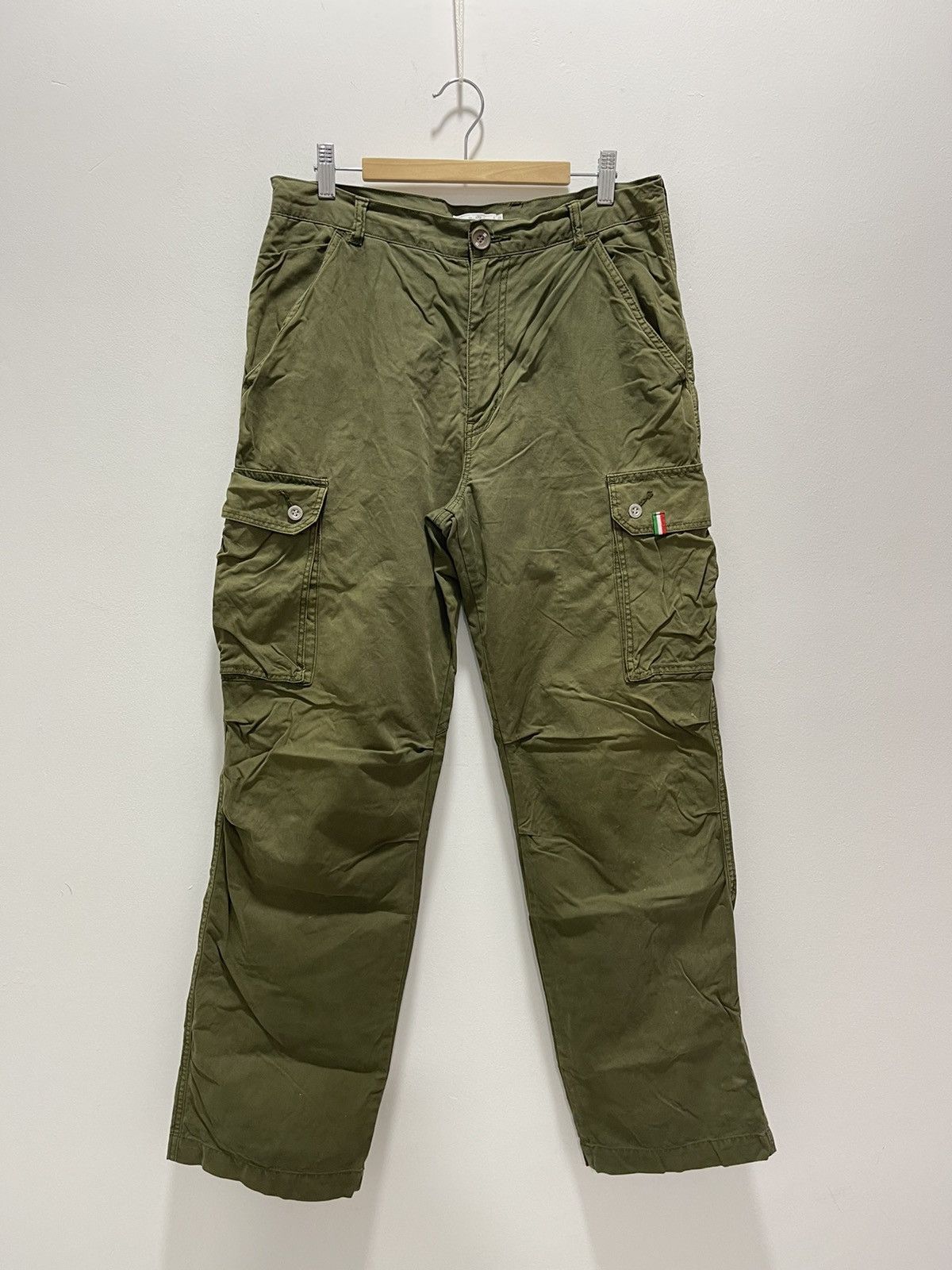 image of Ellesse Military Style Cargo Pants in Miltary Green, Men's (Size 31)