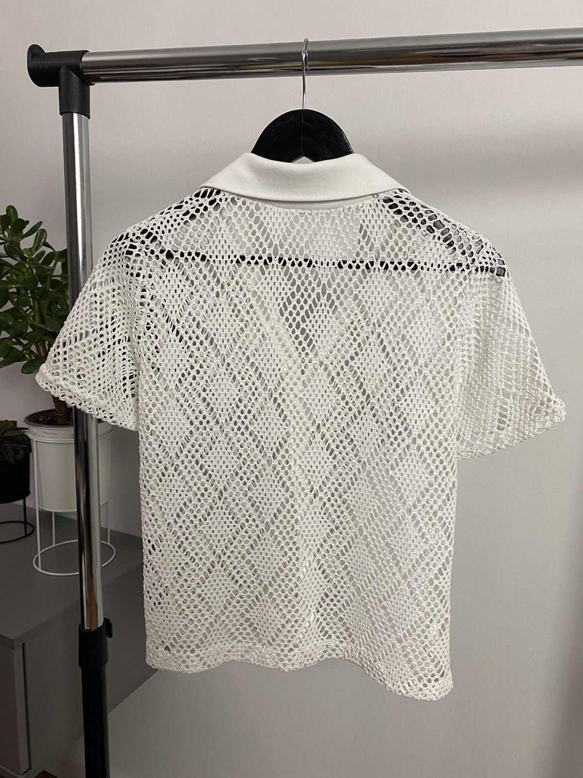 Japanese Brand × Vintage Vintage White Mesh Short Sleeve Polo Size US S / EU 44-46 / 1 - 5 Thumbnail