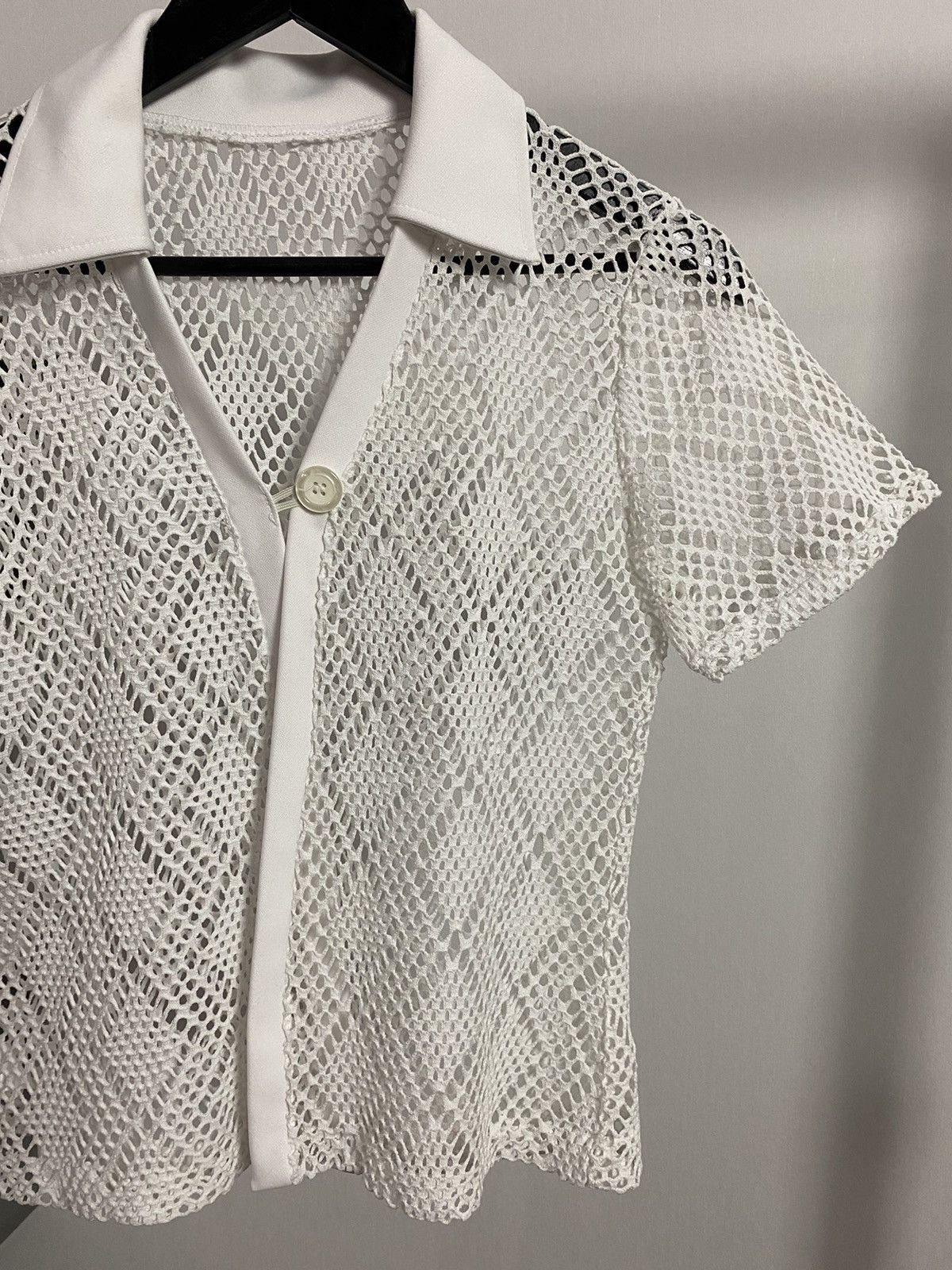 Japanese Brand × Vintage Vintage White Mesh Short Sleeve Polo Size US S / EU 44-46 / 1 - 4 Thumbnail