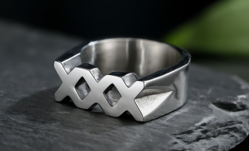 Jewelry 316L Stainless Steel Letter X Ring Size ONE SIZE - 1 Thumbnail
