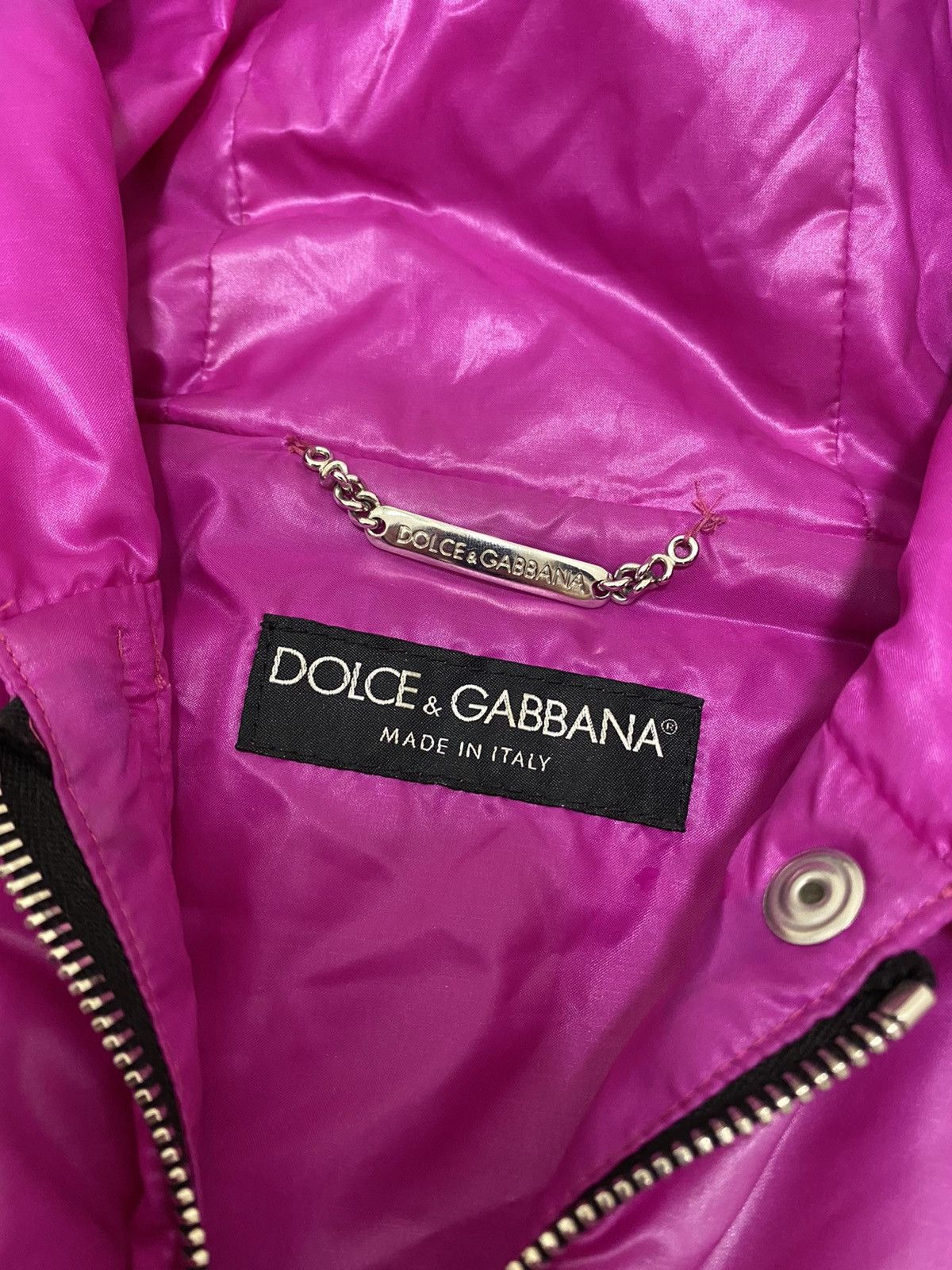 Dolce & Gabbana Dolce & Gabbana Fuchsia Cropped Hooded Raccoon Trim Jacket Size US XS / EU 42 / 0 - 10 Thumbnail