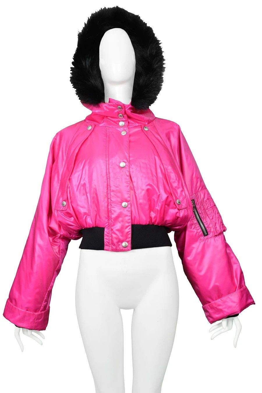 Dolce & Gabbana × Vintage Dolce & Gabbana Fuchsia Cropped Hooded Raccoon Trim Jacket Size US XS / EU 42 / 0 - 3 Thumbnail