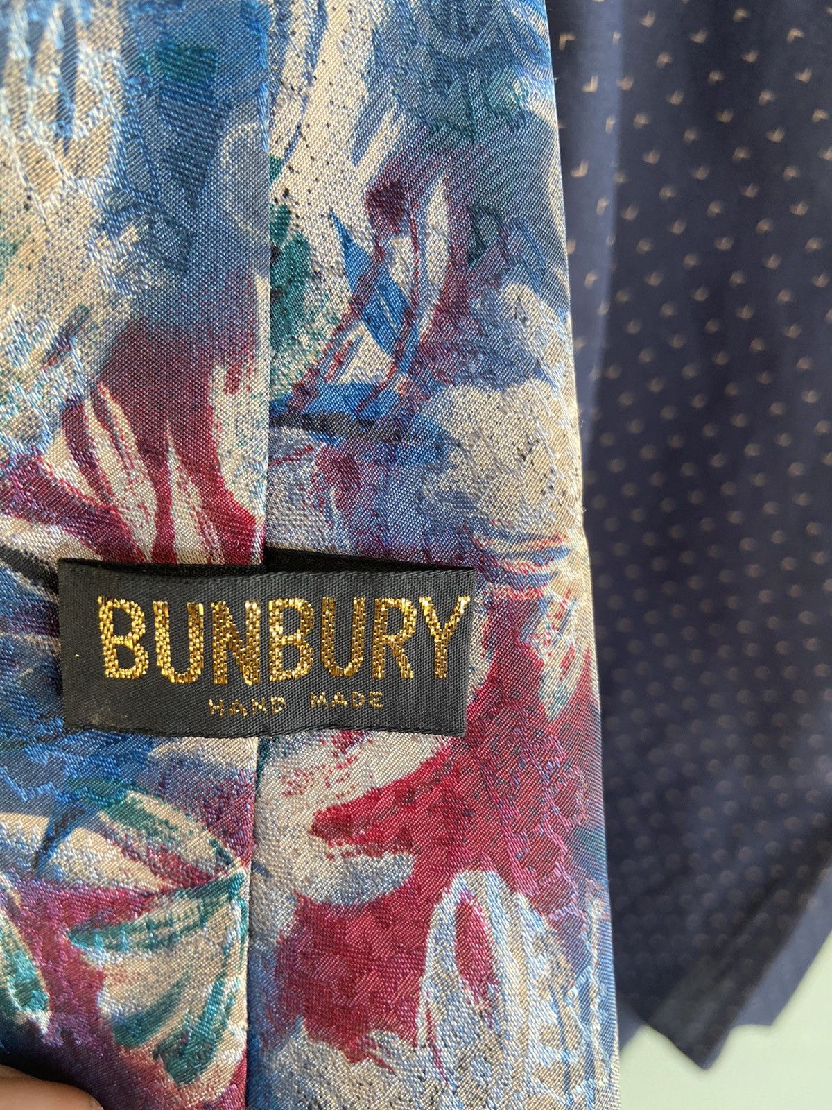 Japanese Brand Man’s Tie. Vintage Bunbury brand HAND MADE. MADE IN HongKong Size ONE SIZE - 3 Thumbnail