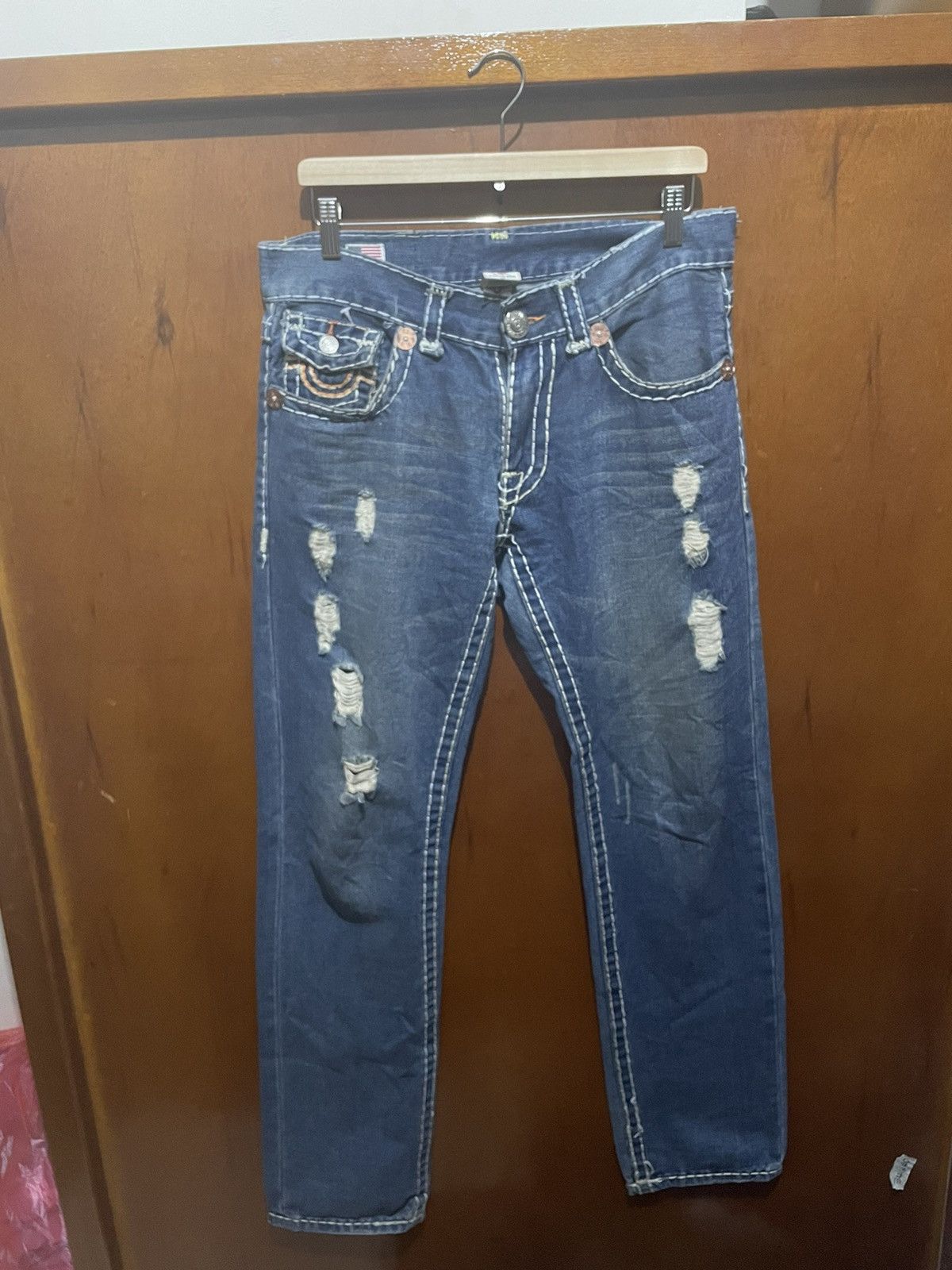 True Religion True Religion Distressed Denim Jeans Size US 35 - 1 Thumbnail