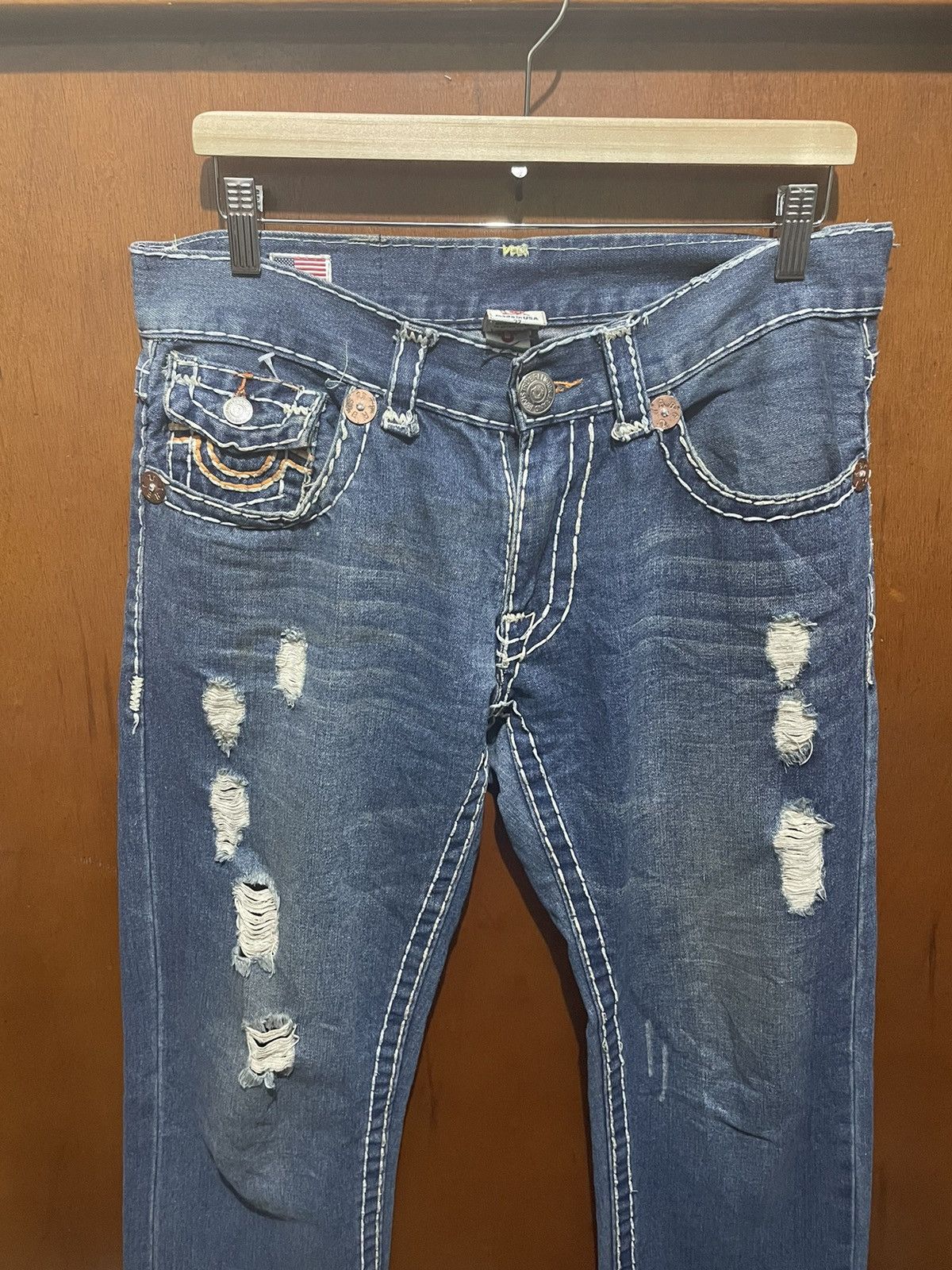 True Religion True Religion Distressed Denim Jeans Size US 35 - 2 Thumbnail