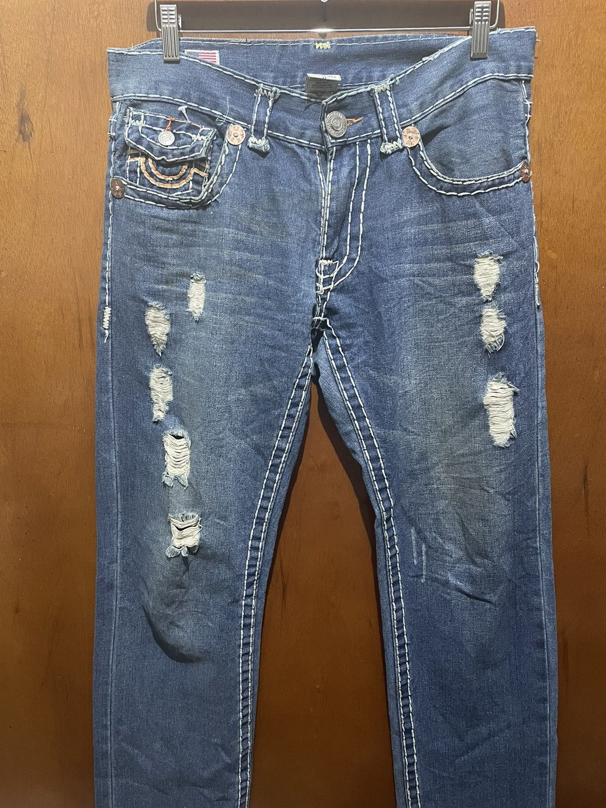 True Religion True Religion Distressed Denim Jeans Size US 35 - 3 Thumbnail