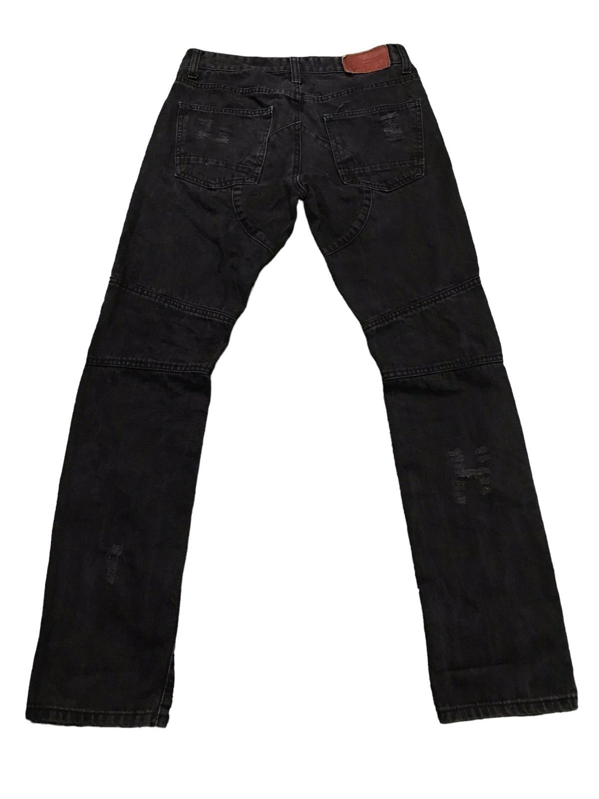 Japanese Brand Vintage Track 23 Super Black Biker Denim Distressed Jeans Size US 30 / EU 46 - 10 Thumbnail