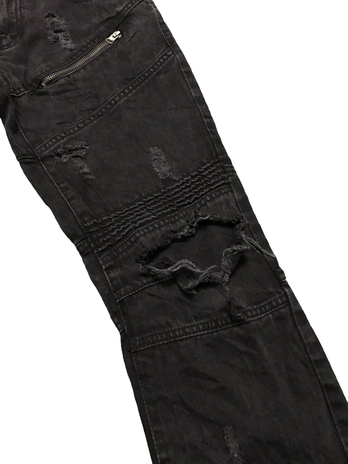 Japanese Brand Vintage Track 23 Super Black Biker Denim Distressed Jeans Size US 30 / EU 46 - 5 Thumbnail