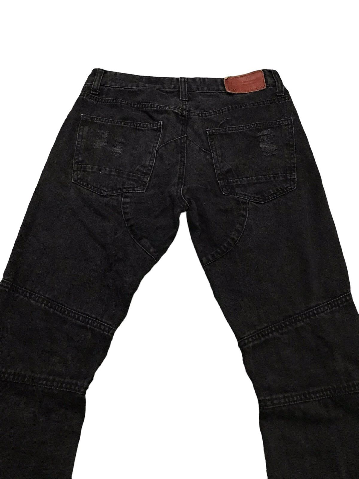 Japanese Brand Vintage Track 23 Super Black Biker Denim Distressed Jeans Size US 30 / EU 46 - 9 Thumbnail