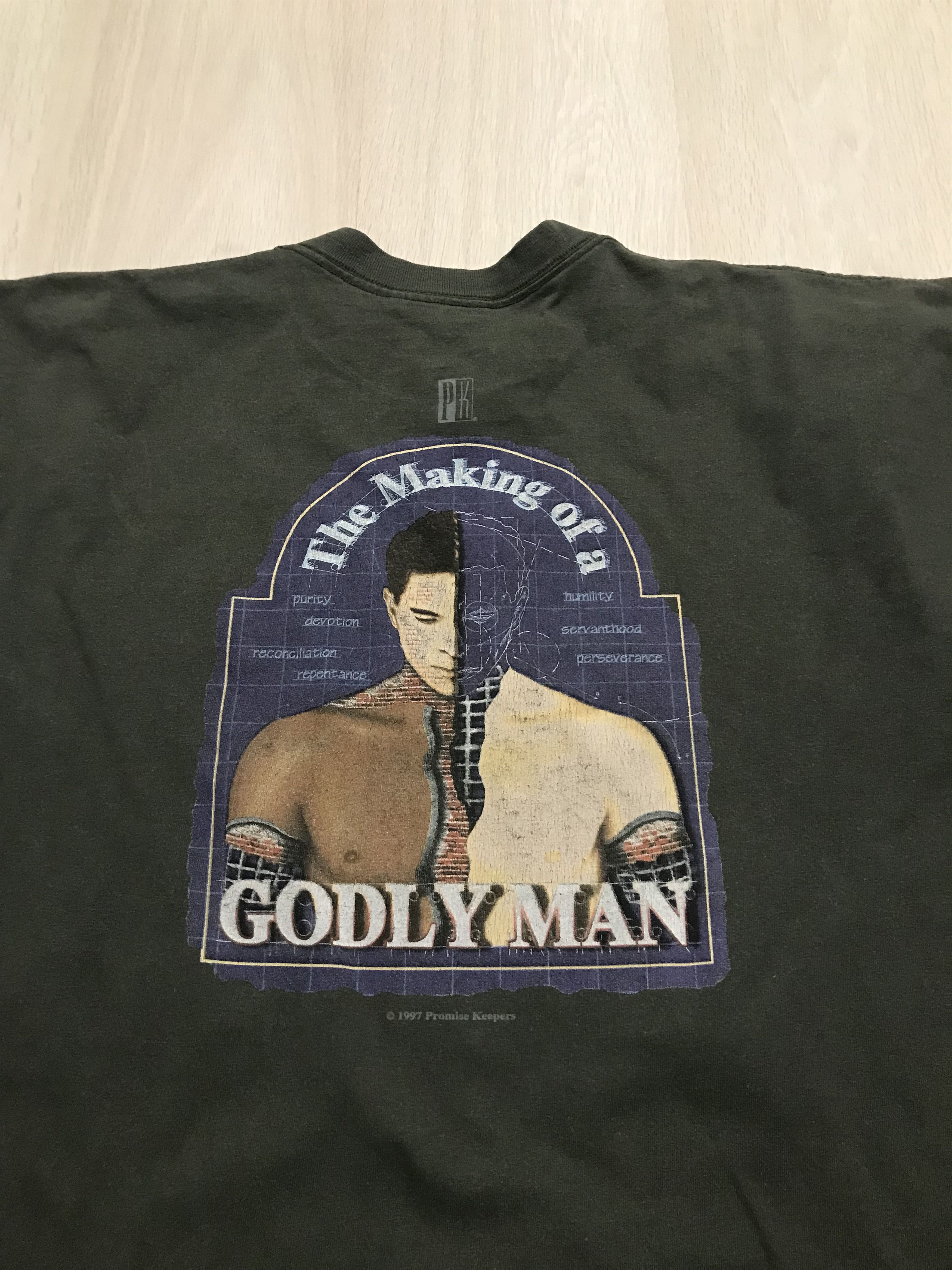 Les Artists × Vintage Vintage GODLY MAN 1997 Promise Keeper Rare Tee Size US XXL / EU 58 / 5 - 7 Thumbnail