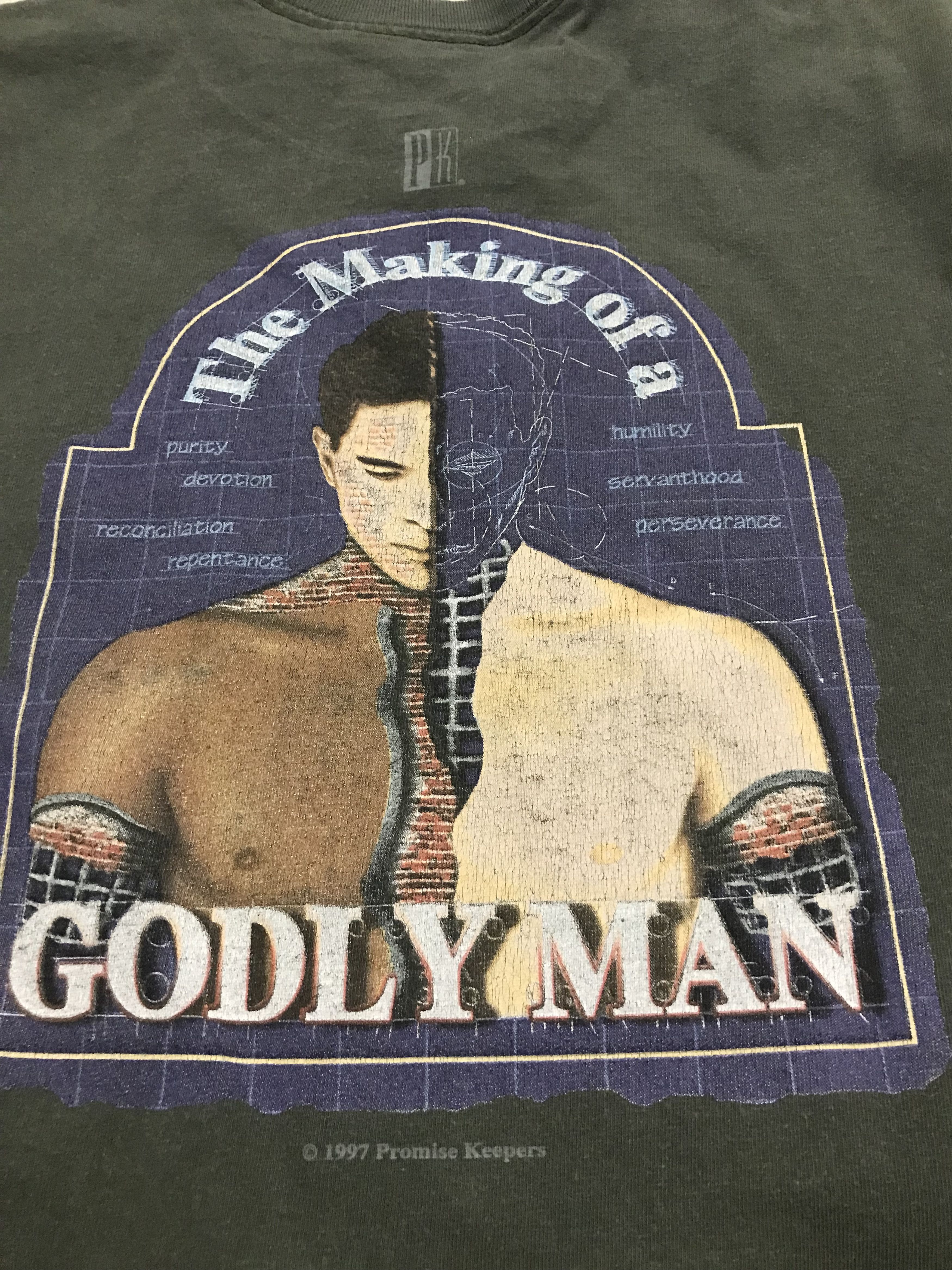 Les Artists × Vintage Vintage GODLY MAN 1997 Promise Keeper Rare Tee Size US XXL / EU 58 / 5 - 1 Thumbnail