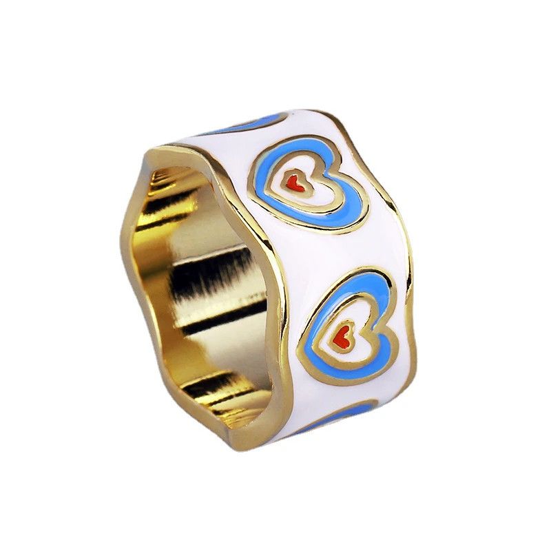 Jewelry Sweet Love Enamel Ring Earrings Jewelry Sets Size ONE SIZE - 1 Thumbnail