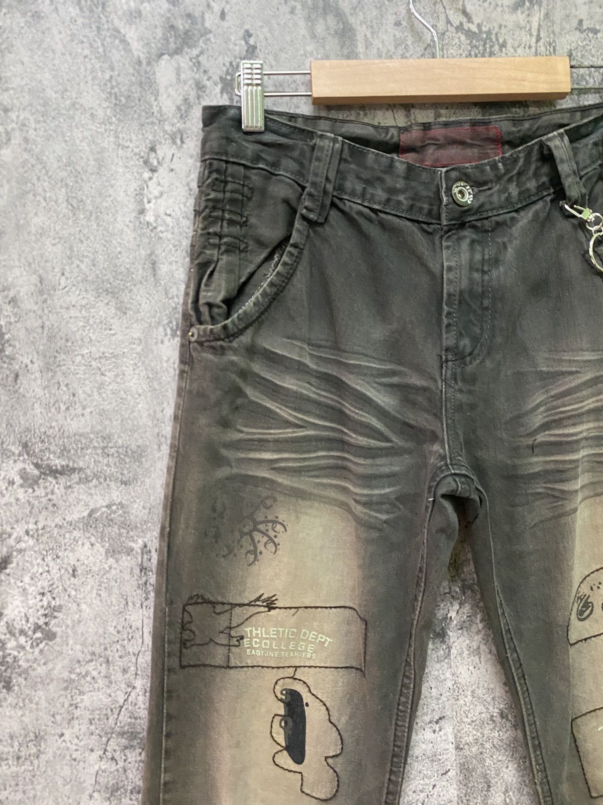 Seditionaries THLETIC DEPT COLLEGE Dark Brown Rare Acid Wash Design Pants Size US 29 - 4 Thumbnail