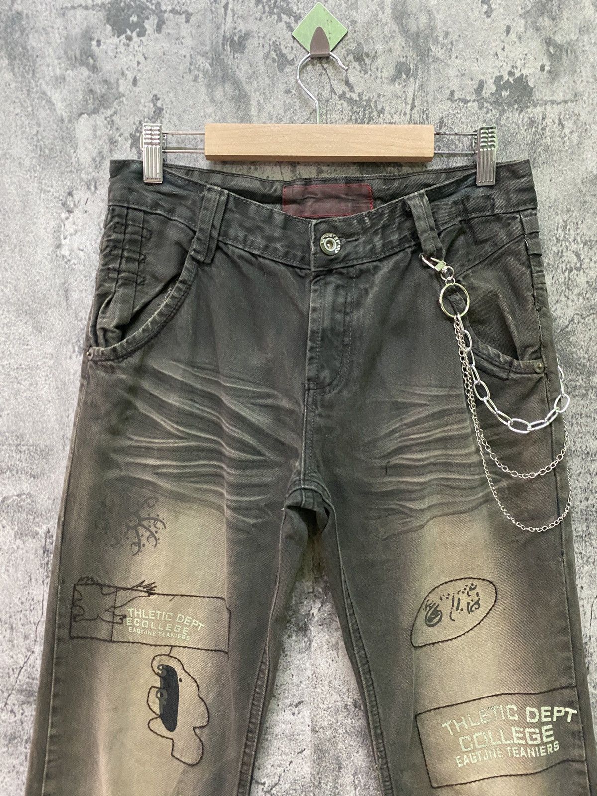 Seditionaries THLETIC DEPT COLLEGE Dark Brown Rare Acid Wash Design Pants Size US 29 - 3 Thumbnail
