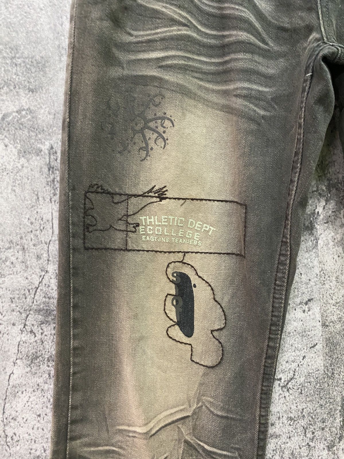 Seditionaries THLETIC DEPT COLLEGE Dark Brown Rare Acid Wash Design Pants Size US 29 - 9 Thumbnail