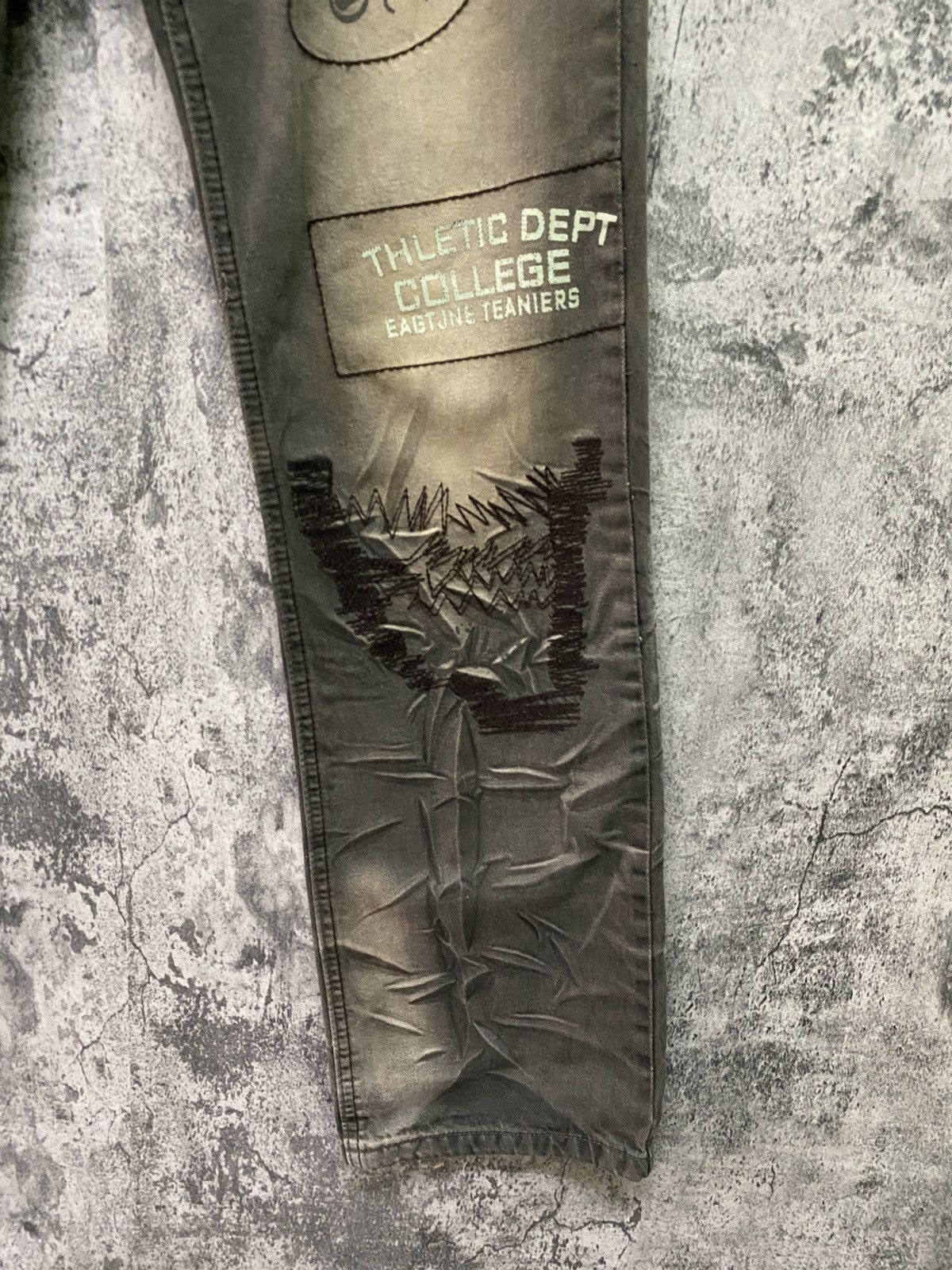 Seditionaries THLETIC DEPT COLLEGE Dark Brown Rare Acid Wash Design Pants Size US 29 - 6 Thumbnail
