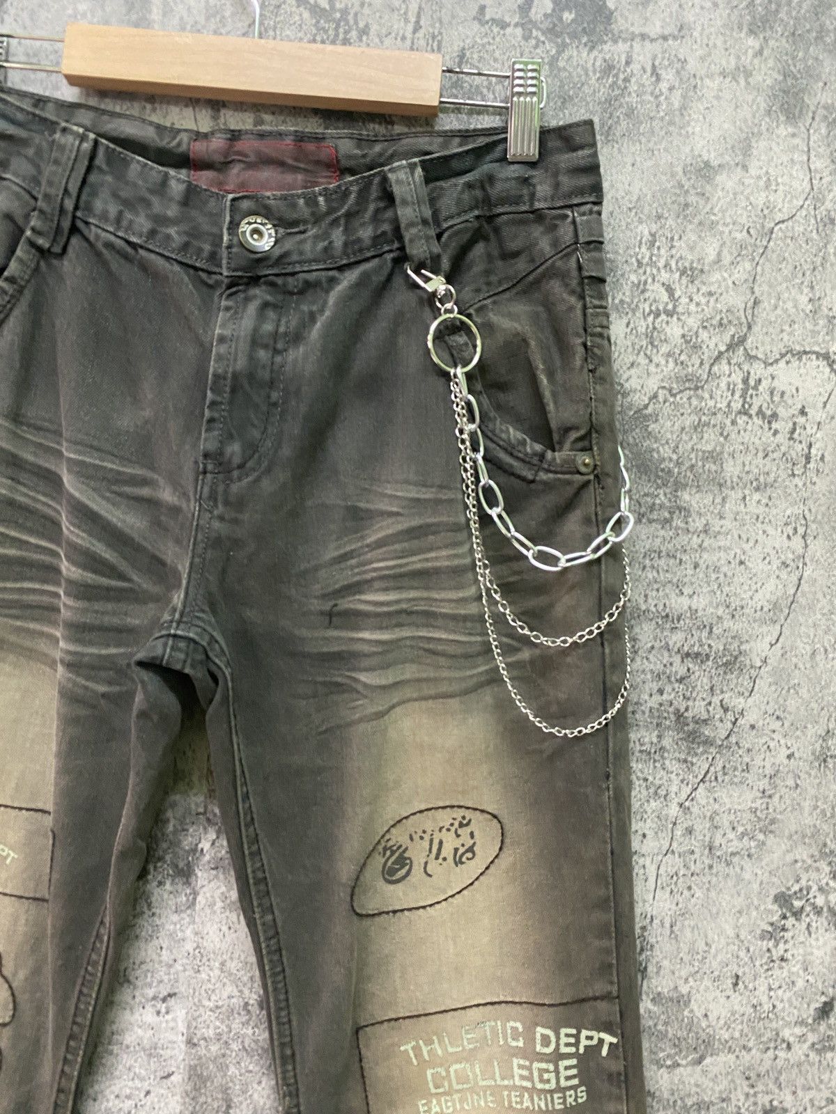 Seditionaries THLETIC DEPT COLLEGE Dark Brown Rare Acid Wash Design Pants Size US 29 - 5 Thumbnail