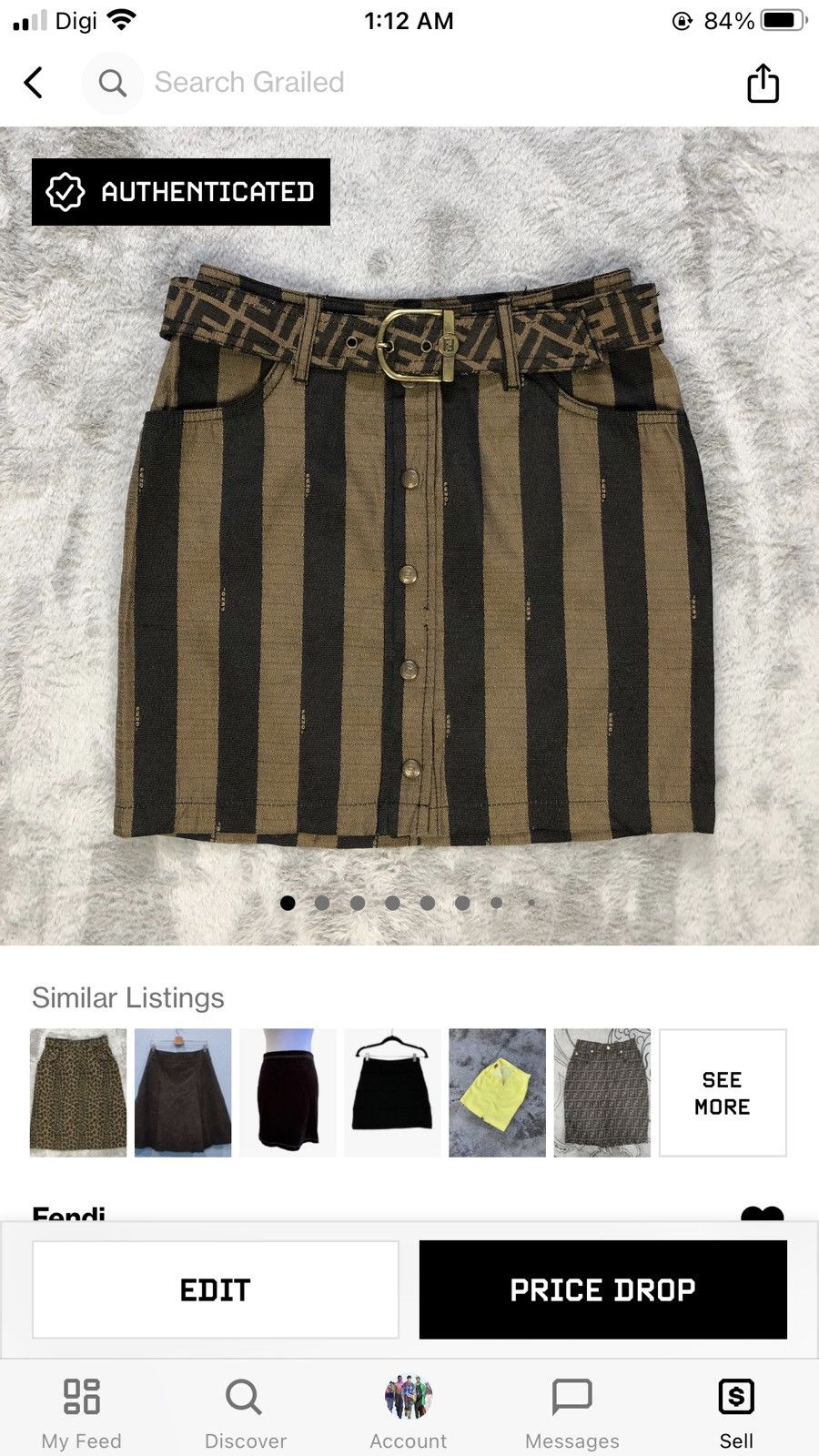 Fendi FENDI JEANS BELTED MONOGRAM STRIPES MINI SKIRTS #6248-220 Size 24" / US 00 / IT 34 - 18 Thumbnail