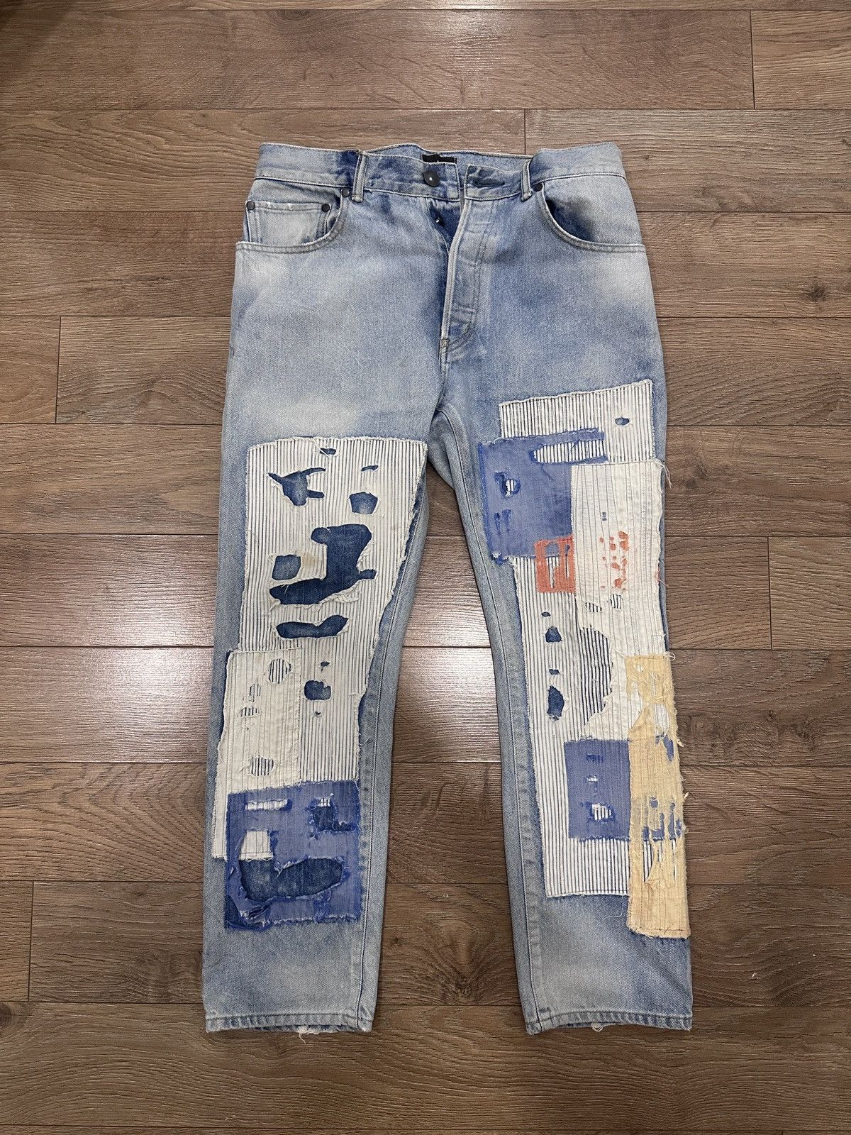 image of John Elliott John Elliot Patchwork Denim in Blue, Men's (Size 30)