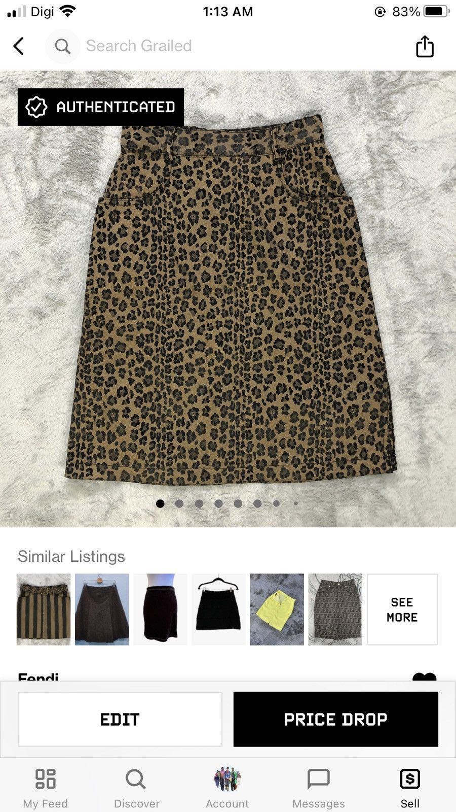 Fendi FENDI JEANS LEOPARD SKIN DESIGNS MINI SKIRTS #6249-220 Size 23" - 14 Thumbnail