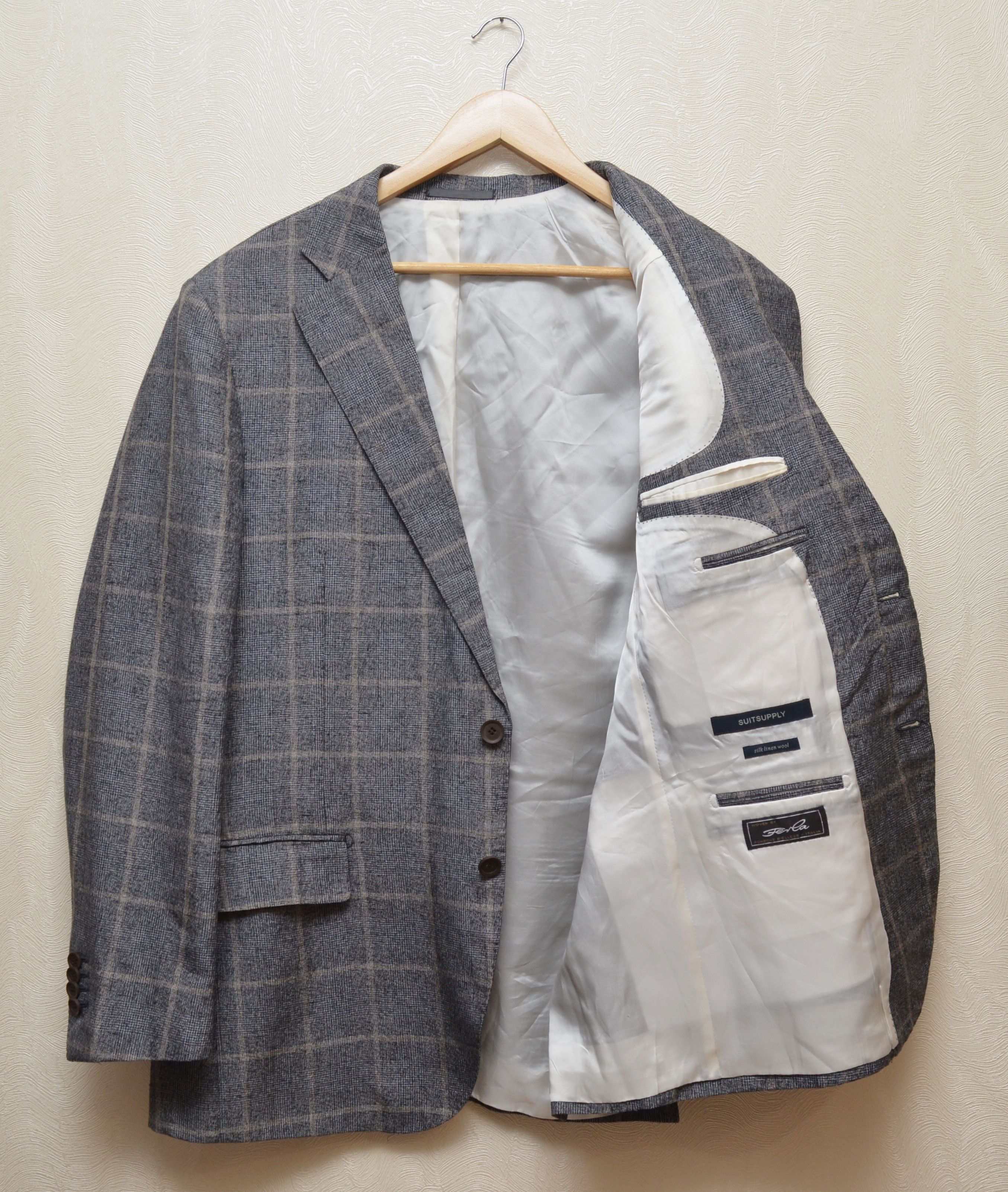 Designer × Suitsupply SUITSUPPLY Blazer Woven by Ferla Silk Linen Wool EU56 US46 Size 46R - 6 Thumbnail